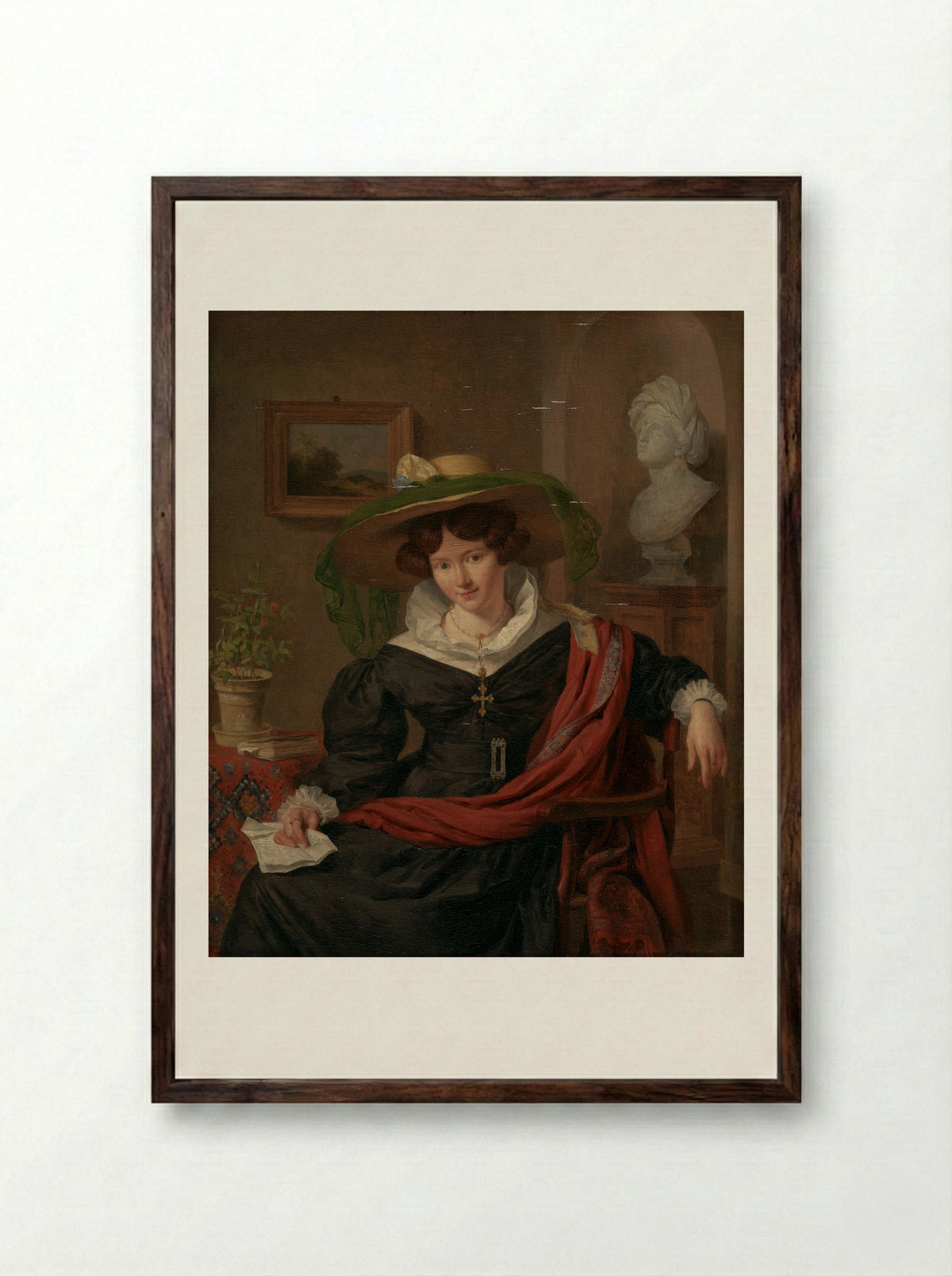 Portrait of Carolina Frederica Kerst - Charles van Beveren - Framed Print Dark Wood