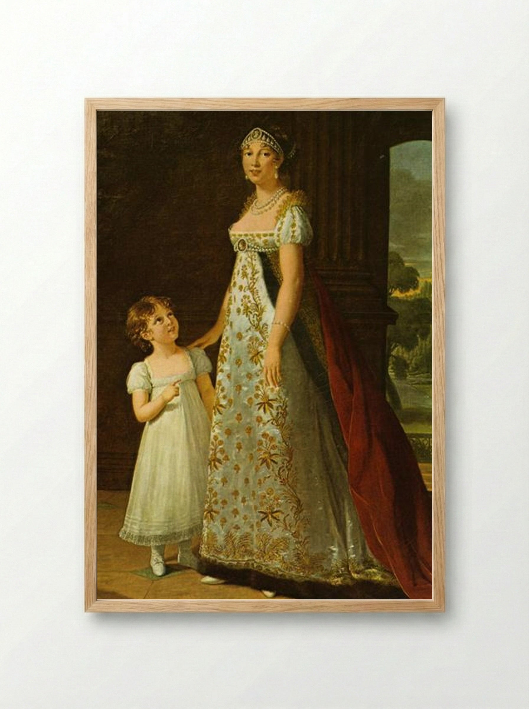 Portrait of Caroline Murat with her daughter, Letizia - Louise Elisabeth Vigée Le Brun - Framed Print Wood