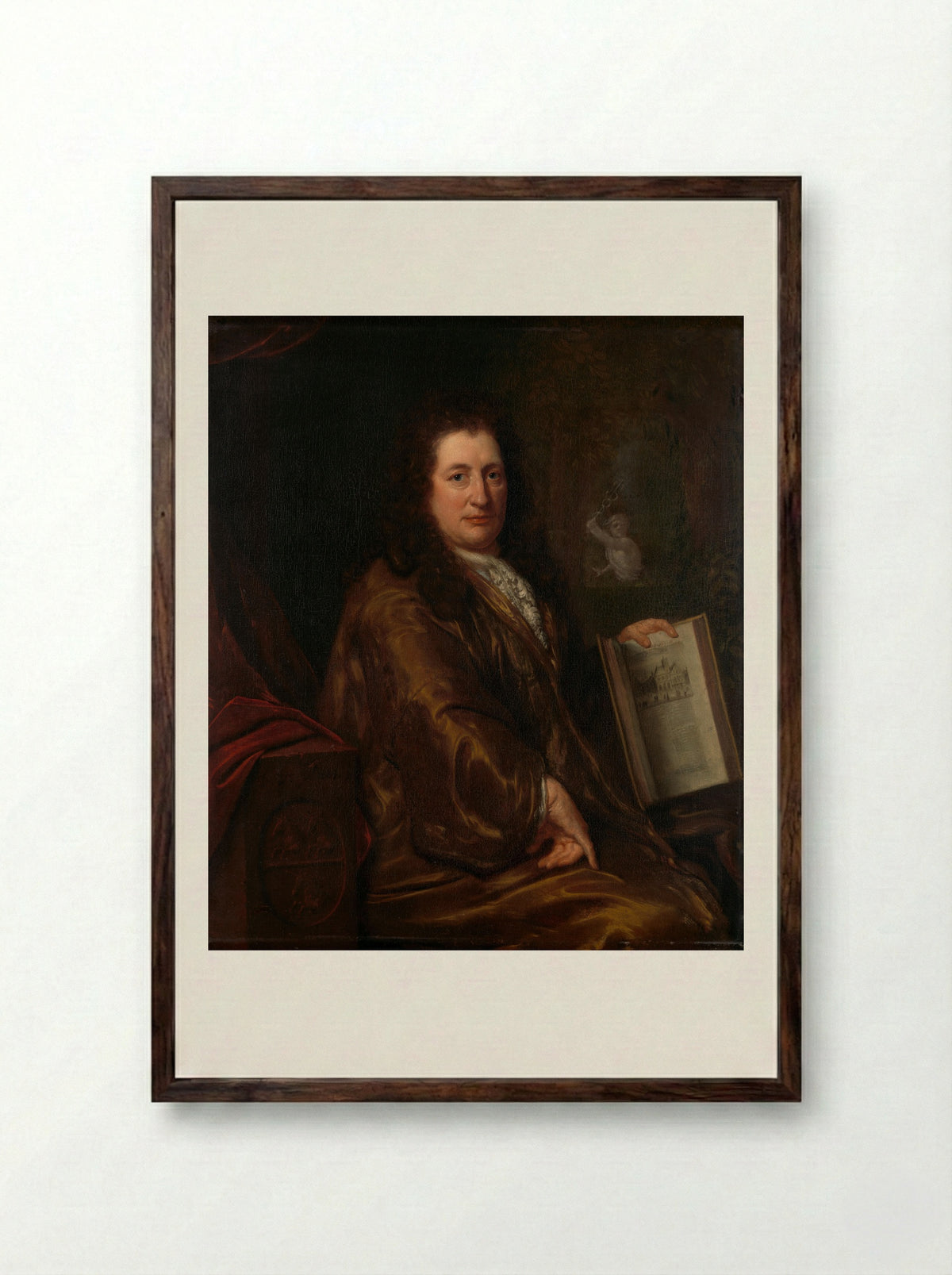 Portrait of Casparus Commelin - David van der Plas - Framed Print Dark Wood