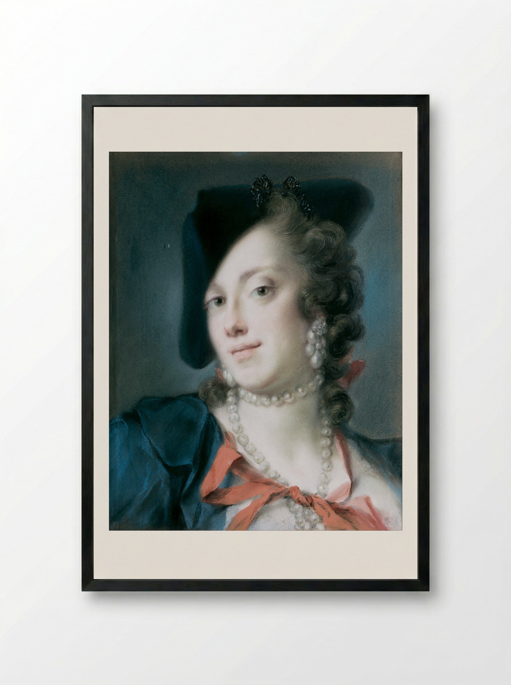 Portrait of Caterina Sagredo Barbarigo - Rosalba Carriera - Framed Print Black