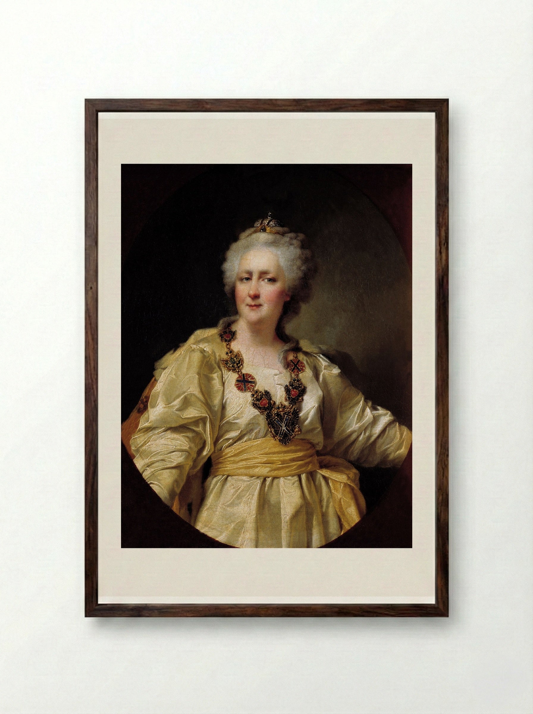Portrait of Catherine II of Russia - Dmitry Levitzky - Framed Print Dark Wood