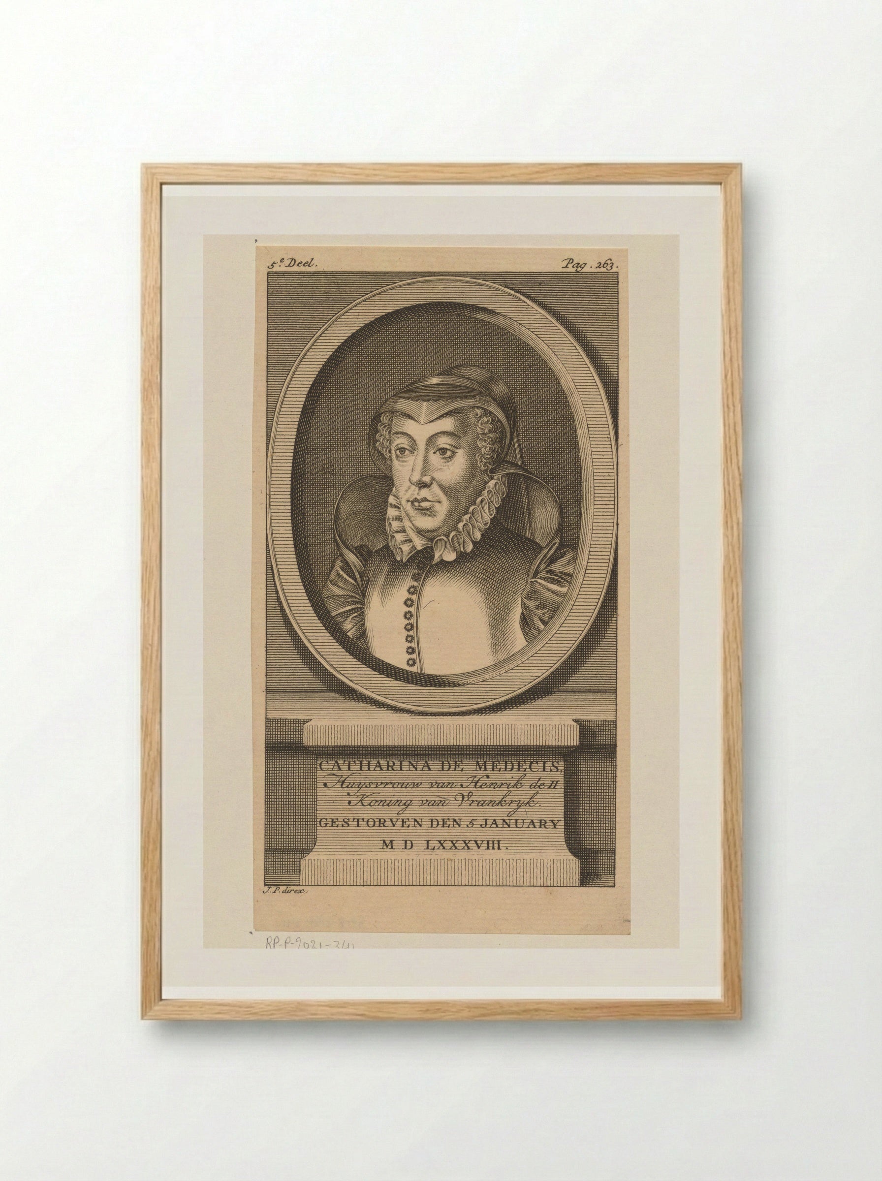 Portrait of Catherine de' Medici - Jan Punt - Framed Print Wood