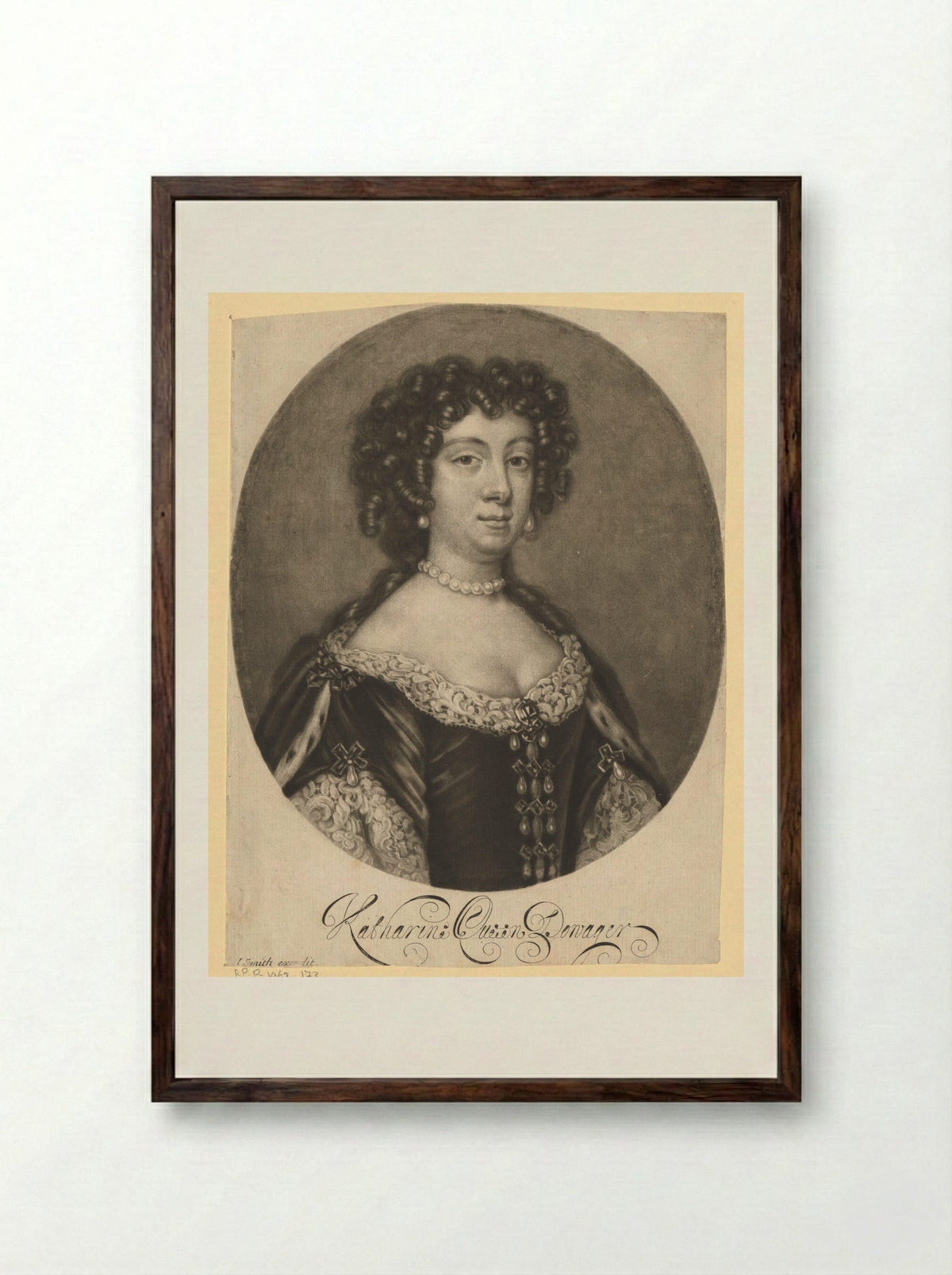 Portrait of Catherine of Braganza - Isaac Beckett - Framed Print Dark Wood