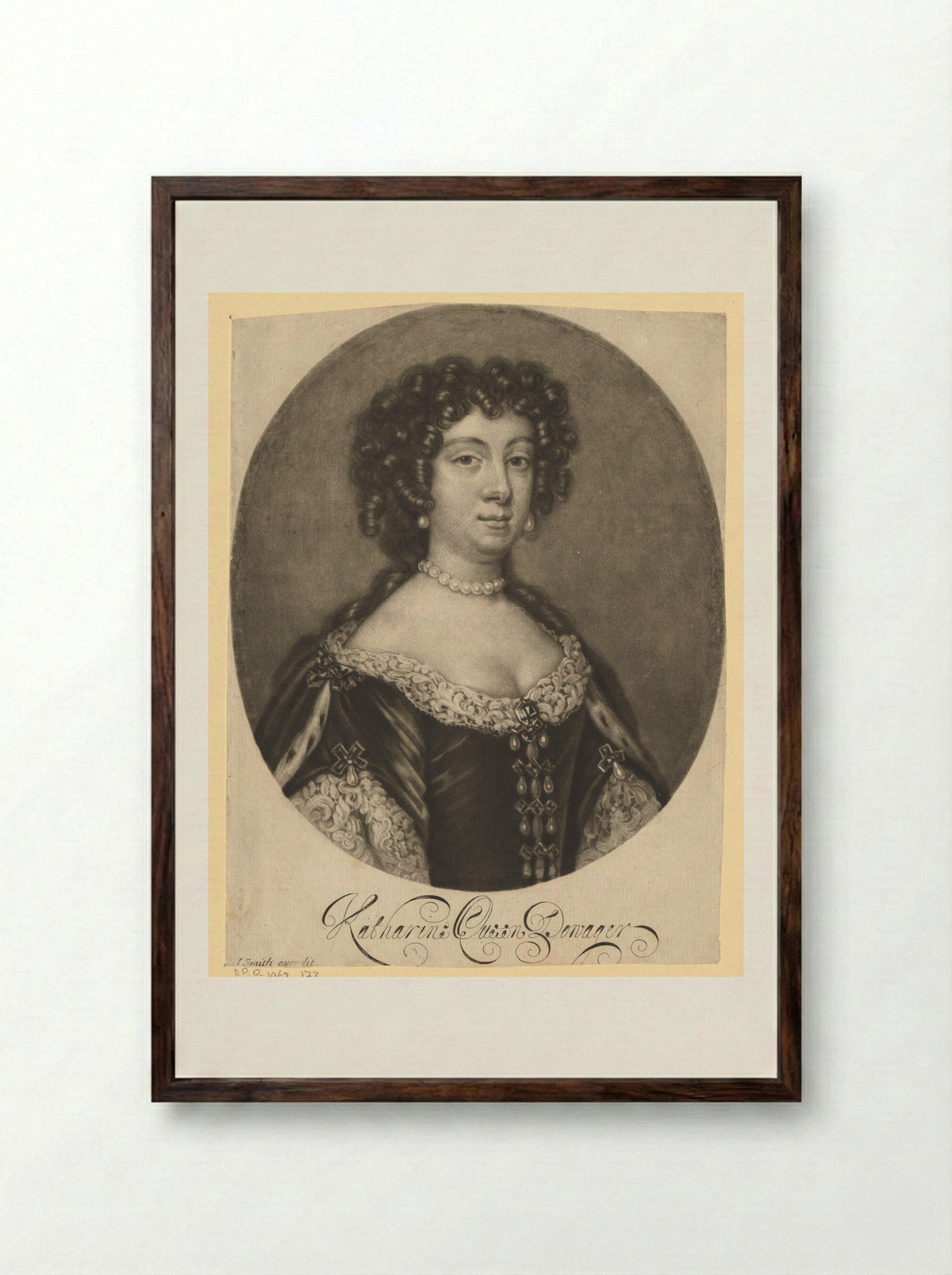 Portrait of Catherine of Braganza - Isaac Beckett - Framed Print Dark Wood