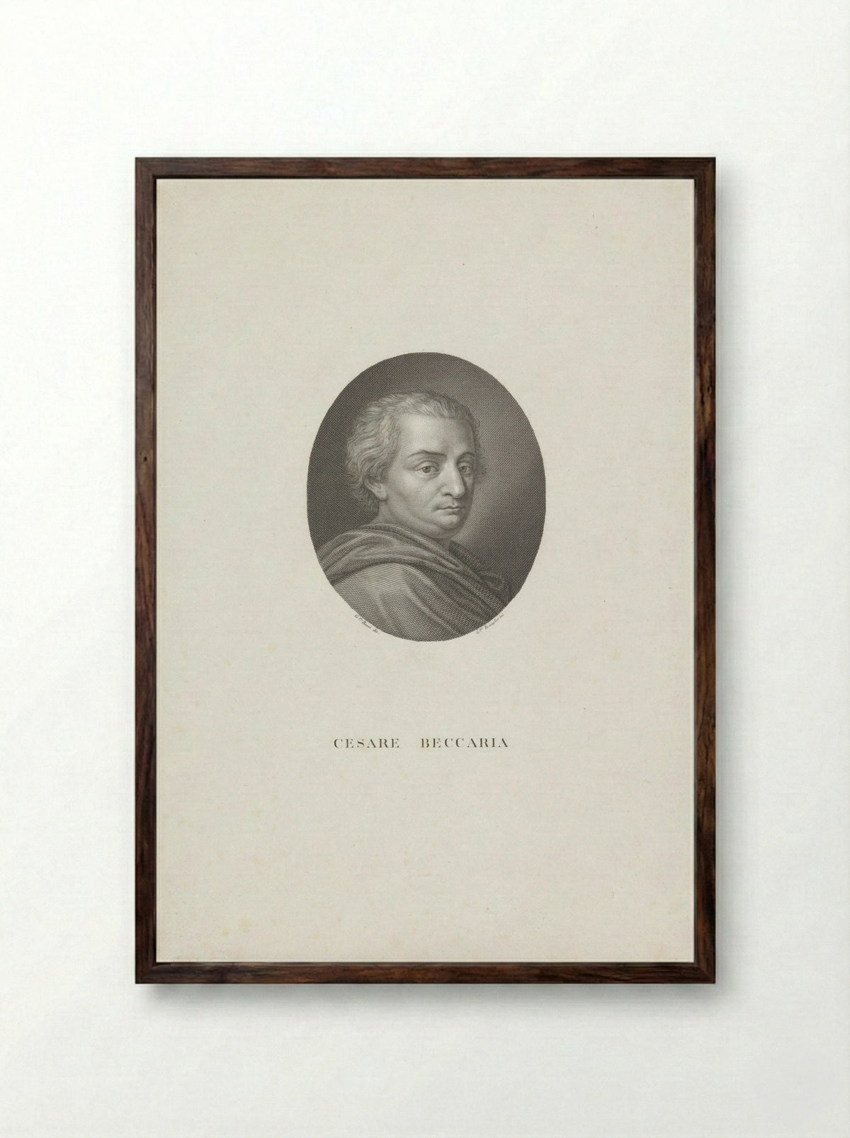 Portrait of Cesare Beccaria - Giuseppe Benaglia - Framed Print Dark Wood