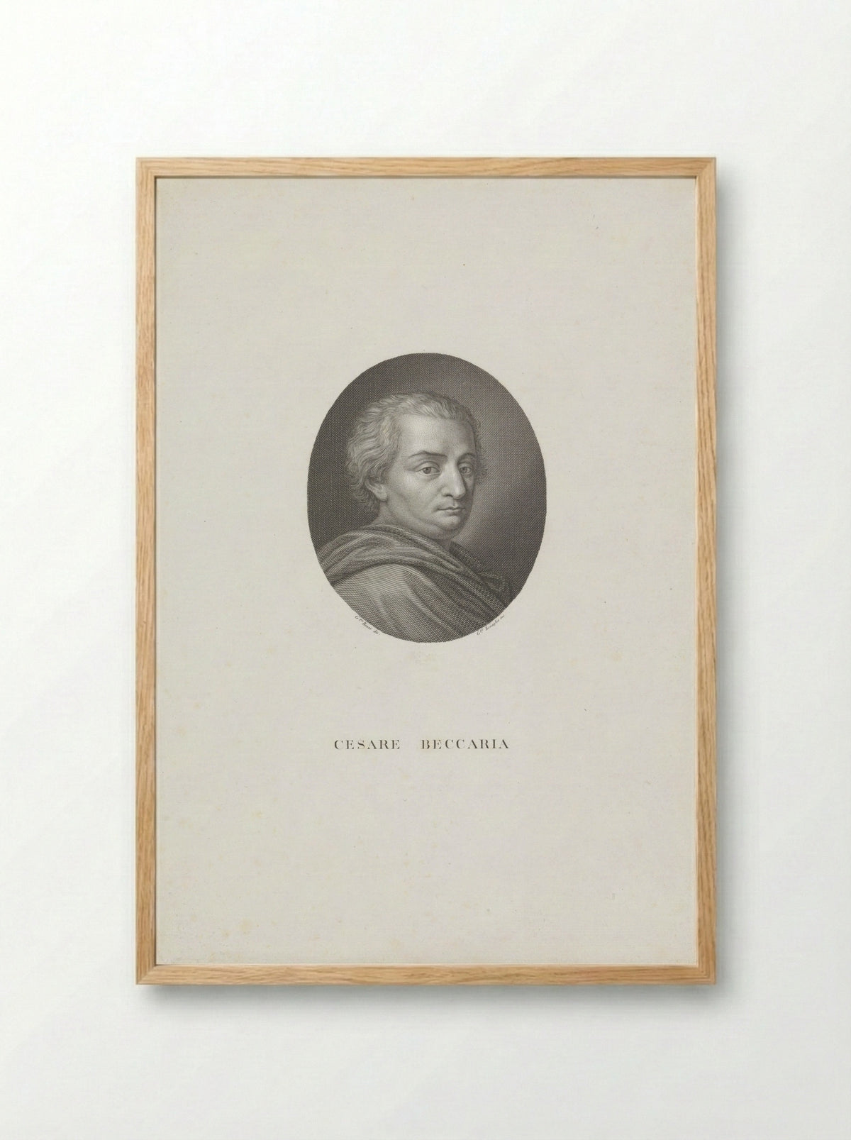 Portrait of Cesare Beccaria - Giuseppe Benaglia - Framed Print Wood