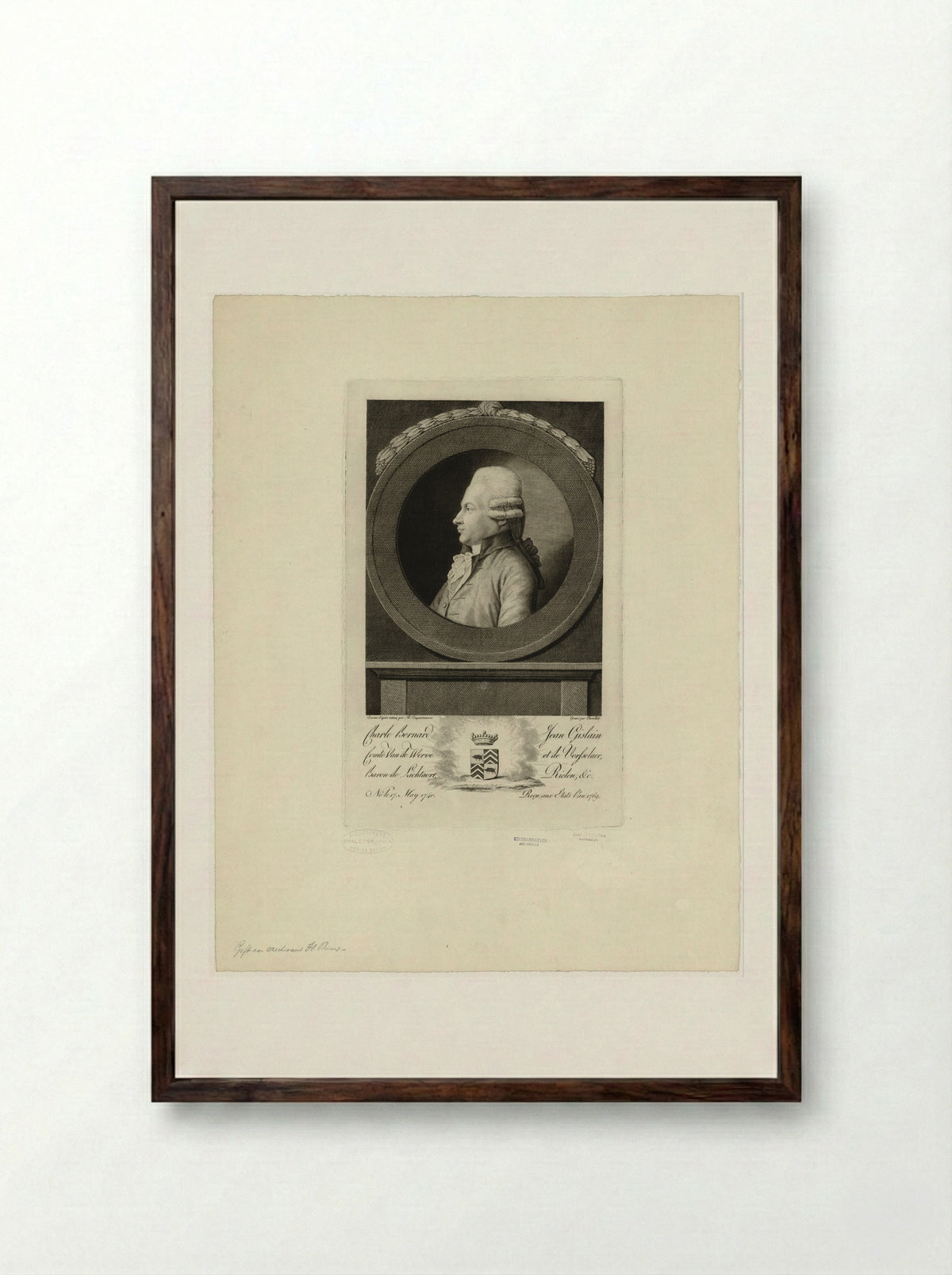 Portrait of Charles Bernard, Count Van de Werve - Andreas Bernardus de Quertenmont - Framed Print Dark Wood