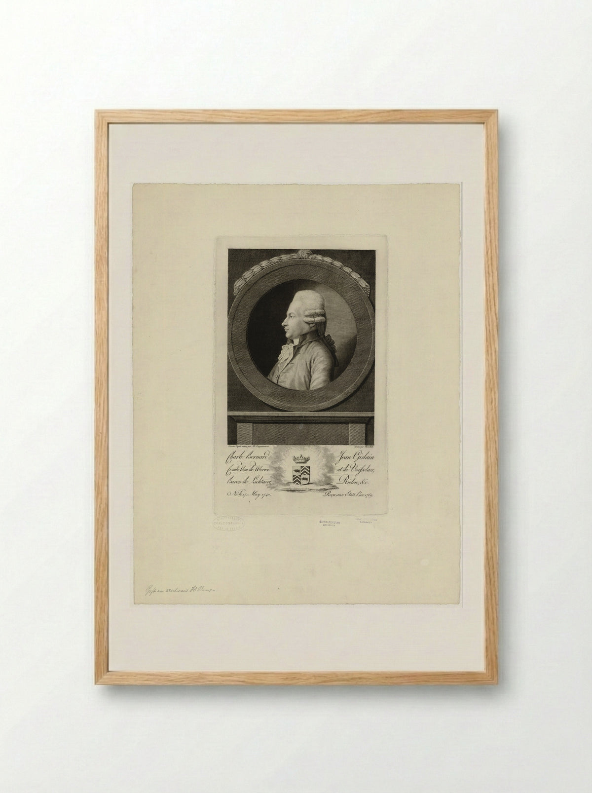 Portrait of Charles Bernard, Count Van de Werve - Andreas Bernardus de Quertenmont - Framed Print Wood