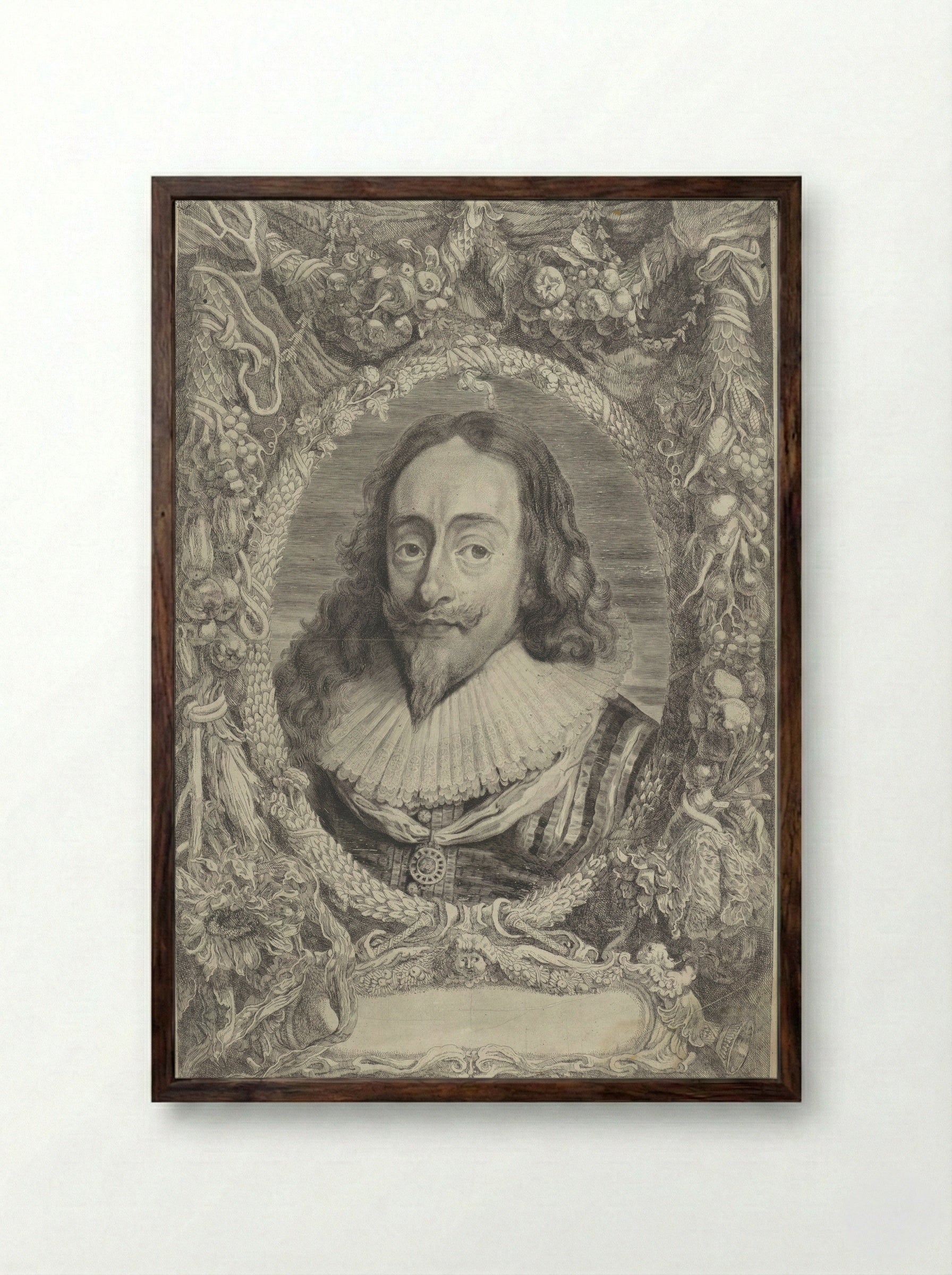 Portrait of Charles I, King of England - Jonas Suyderhoef - Framed Print Dark Wood