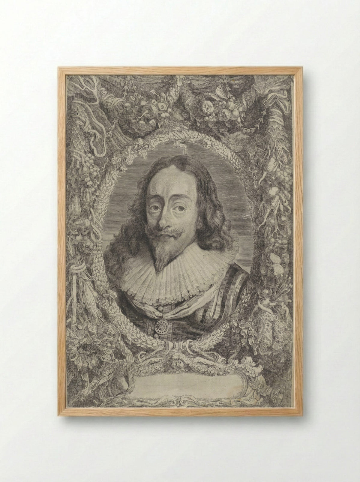 Portrait of Charles I, King of England - Jonas Suyderhoef - Framed Print Wood