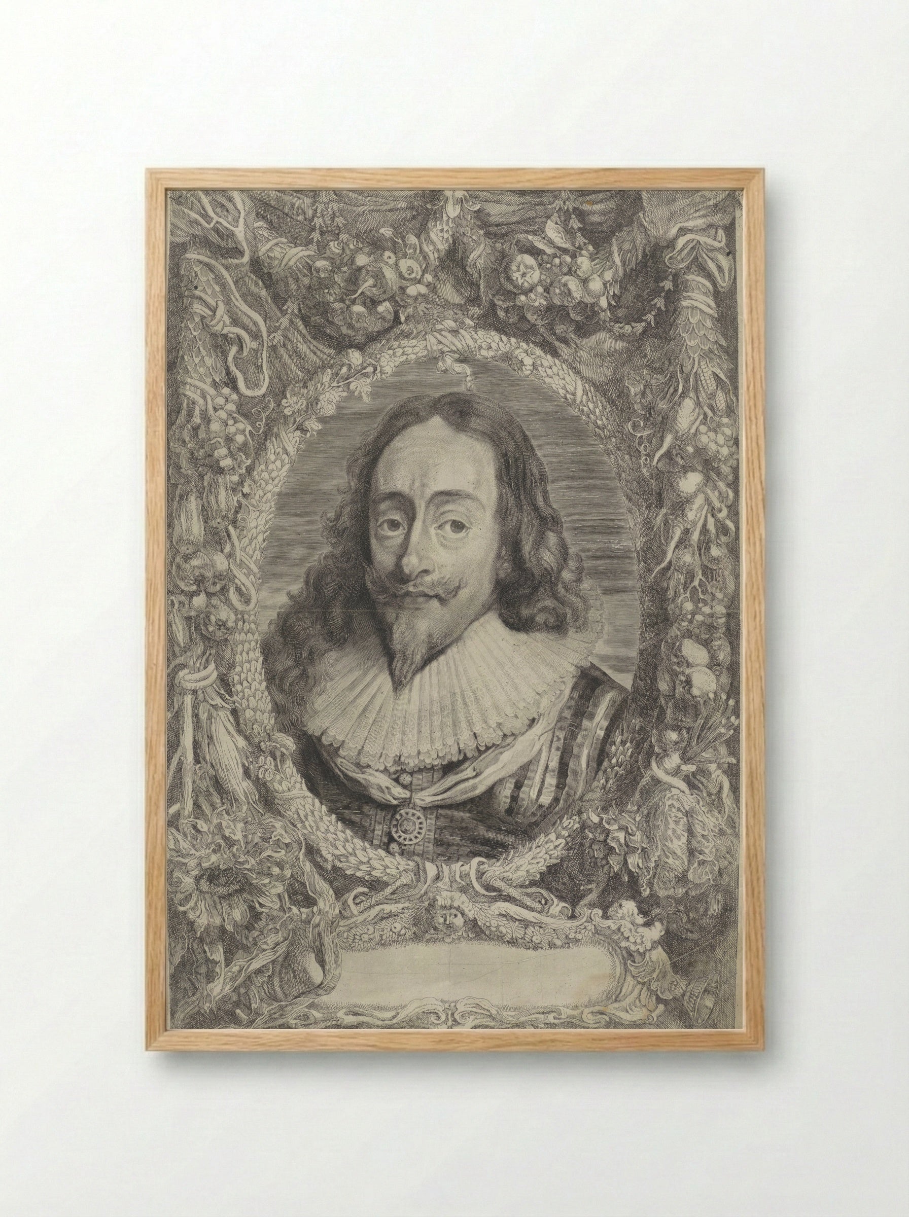 Portrait of Charles I, King of England - Jonas Suyderhoef - Framed Print Wood
