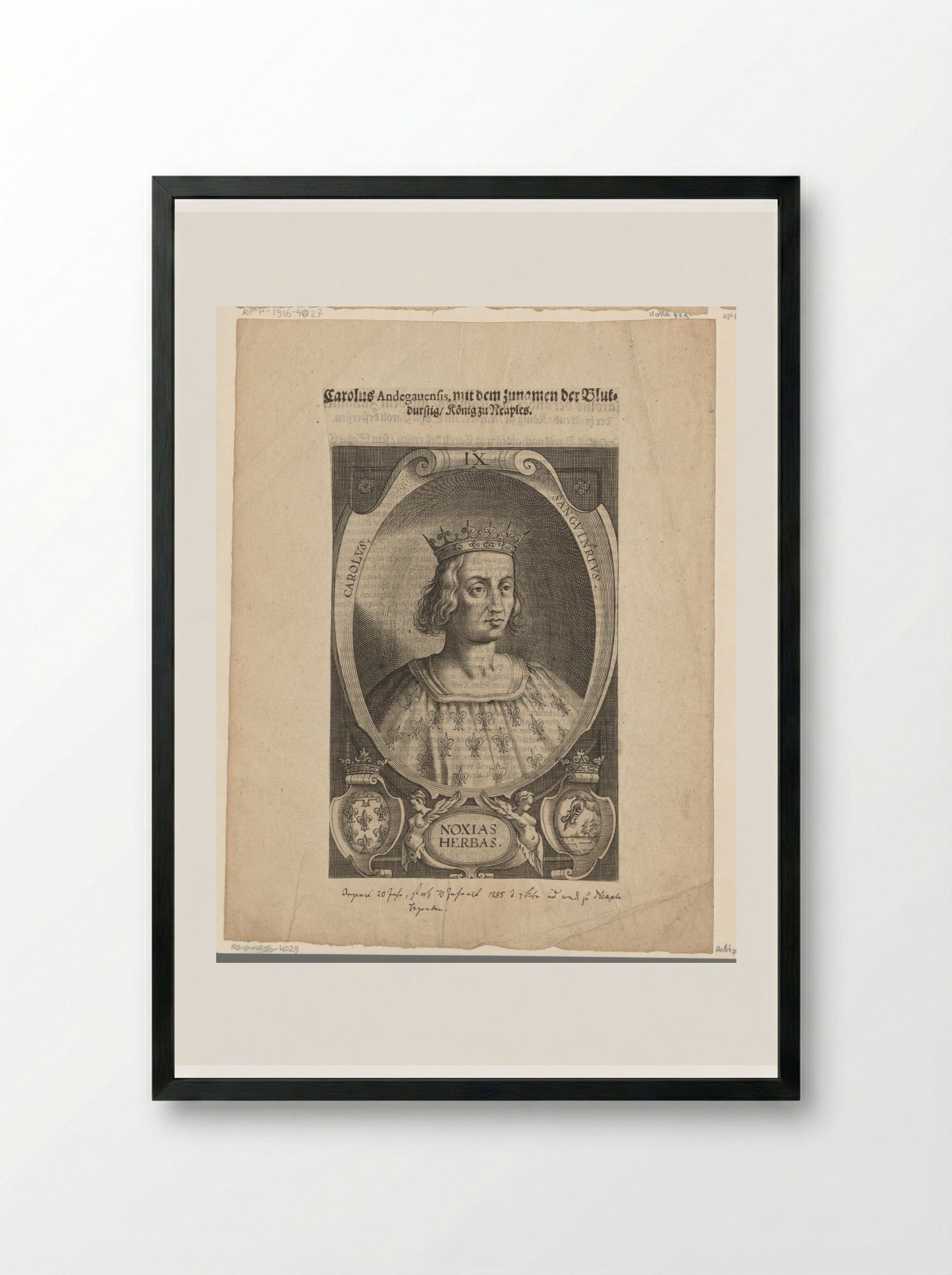 Portrait of Charles I, King of Naples - Lucas Kilian - Framed Print Black