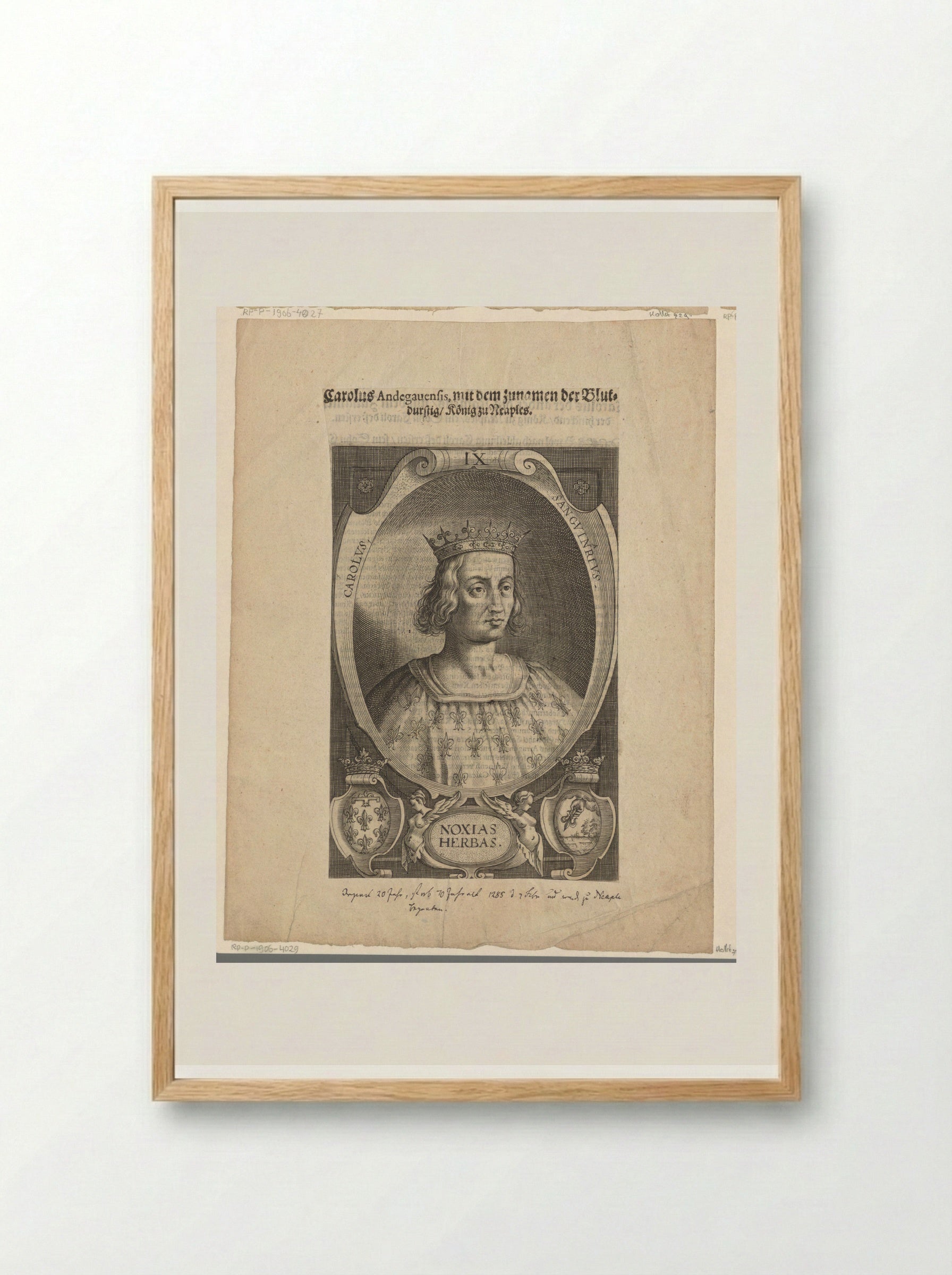 Portrait of Charles I, King of Naples - Lucas Kilian - Framed Print Wood