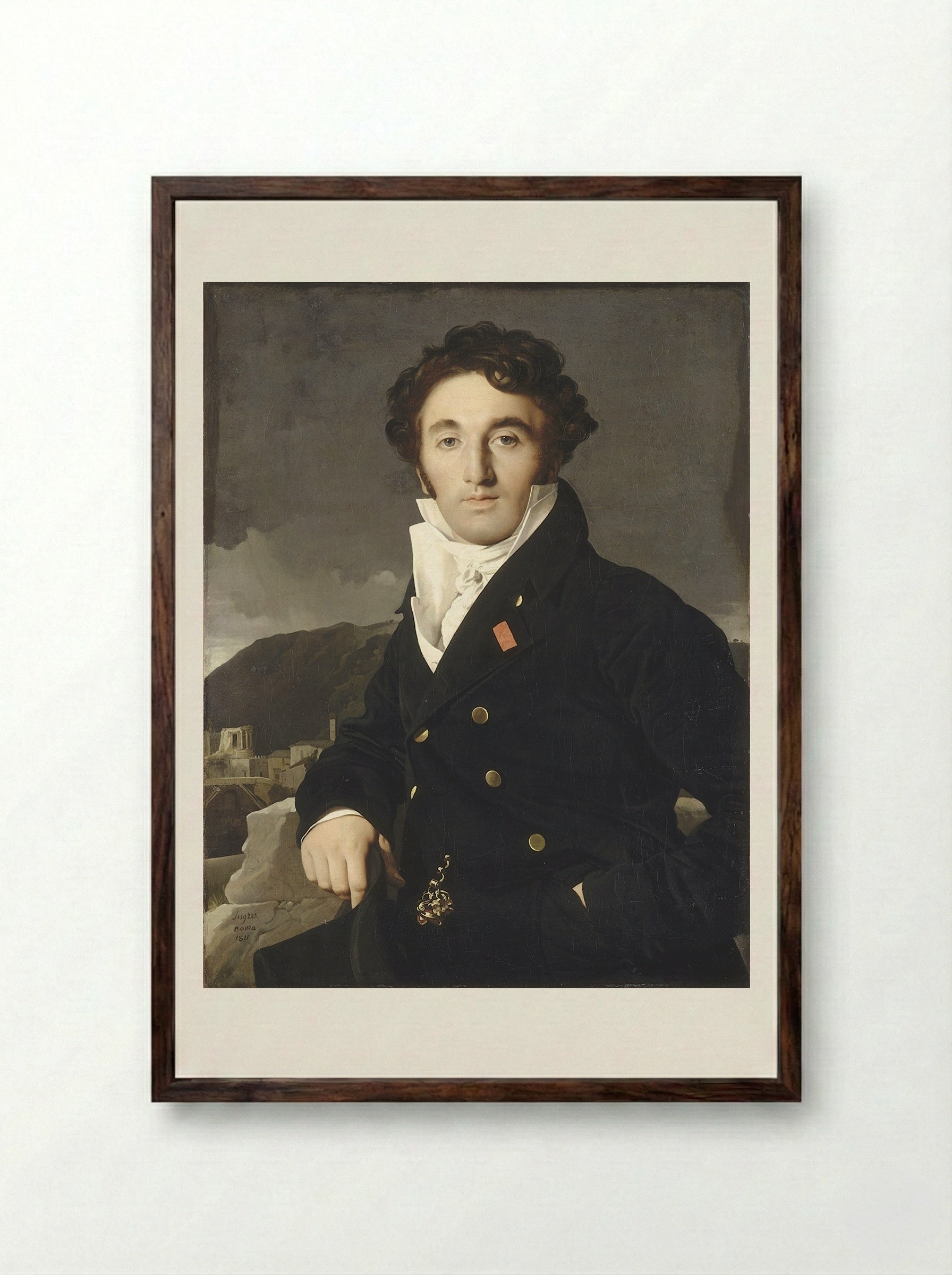 Portrait of Charles-Joseph-Laurent Cordier - Jean Auguste Dominique Ingres - Framed Print Dark Wood