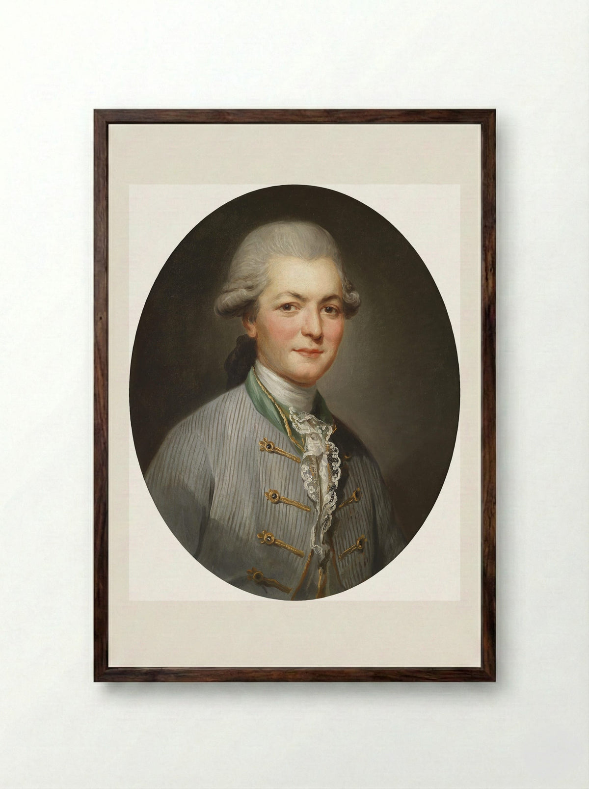 Portrait of Charles Joseph de Pallu - Joseph Ducreux - Framed Print Dark Wood