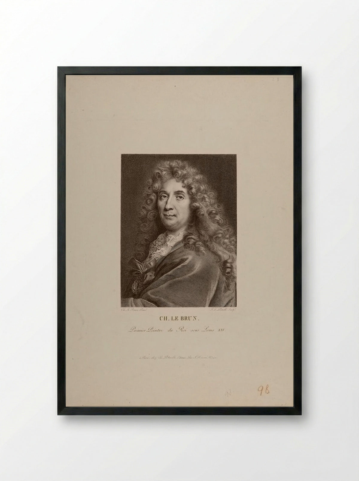 Portrait of Charles Le Brun - Jean Louis Potrelle - Framed Print Black