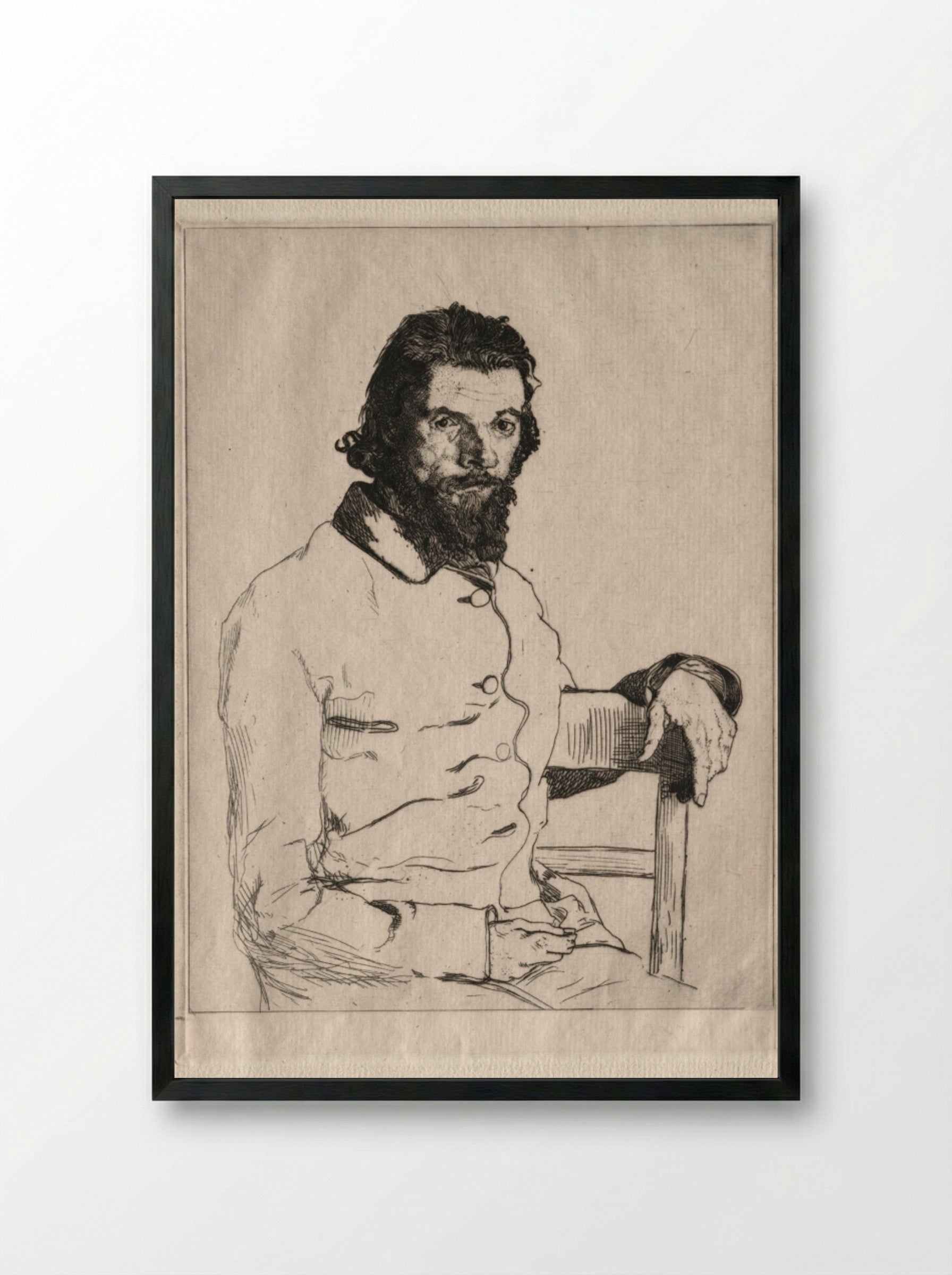 Portrait of Charles Meryon - Félix Bracquemond - Framed Print Black