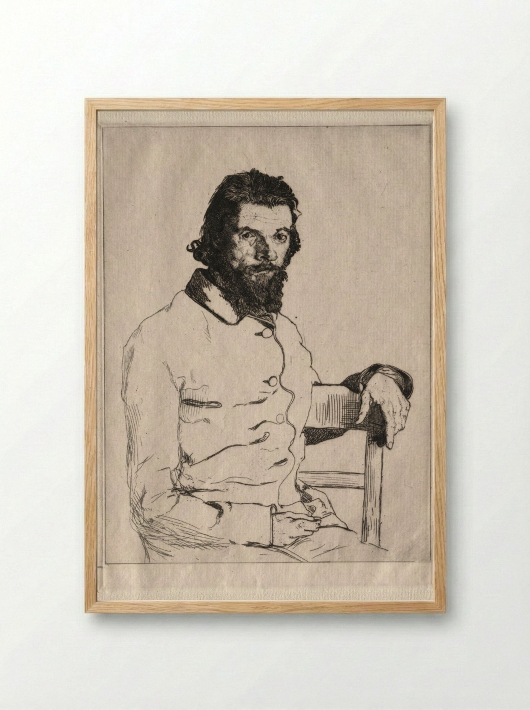 Portrait of Charles Meryon - Félix Bracquemond - Framed Print Wood