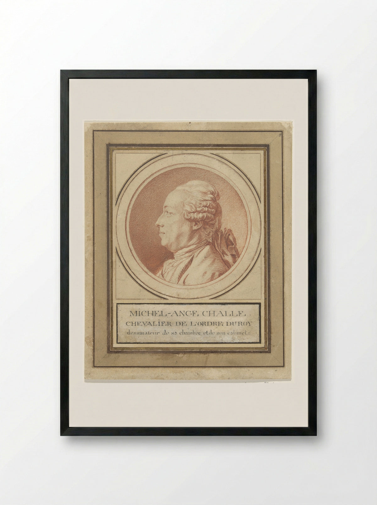 Portrait of Charles-Michel-Ange Challe - Louis Rolland Trinquesse - Framed Print Black