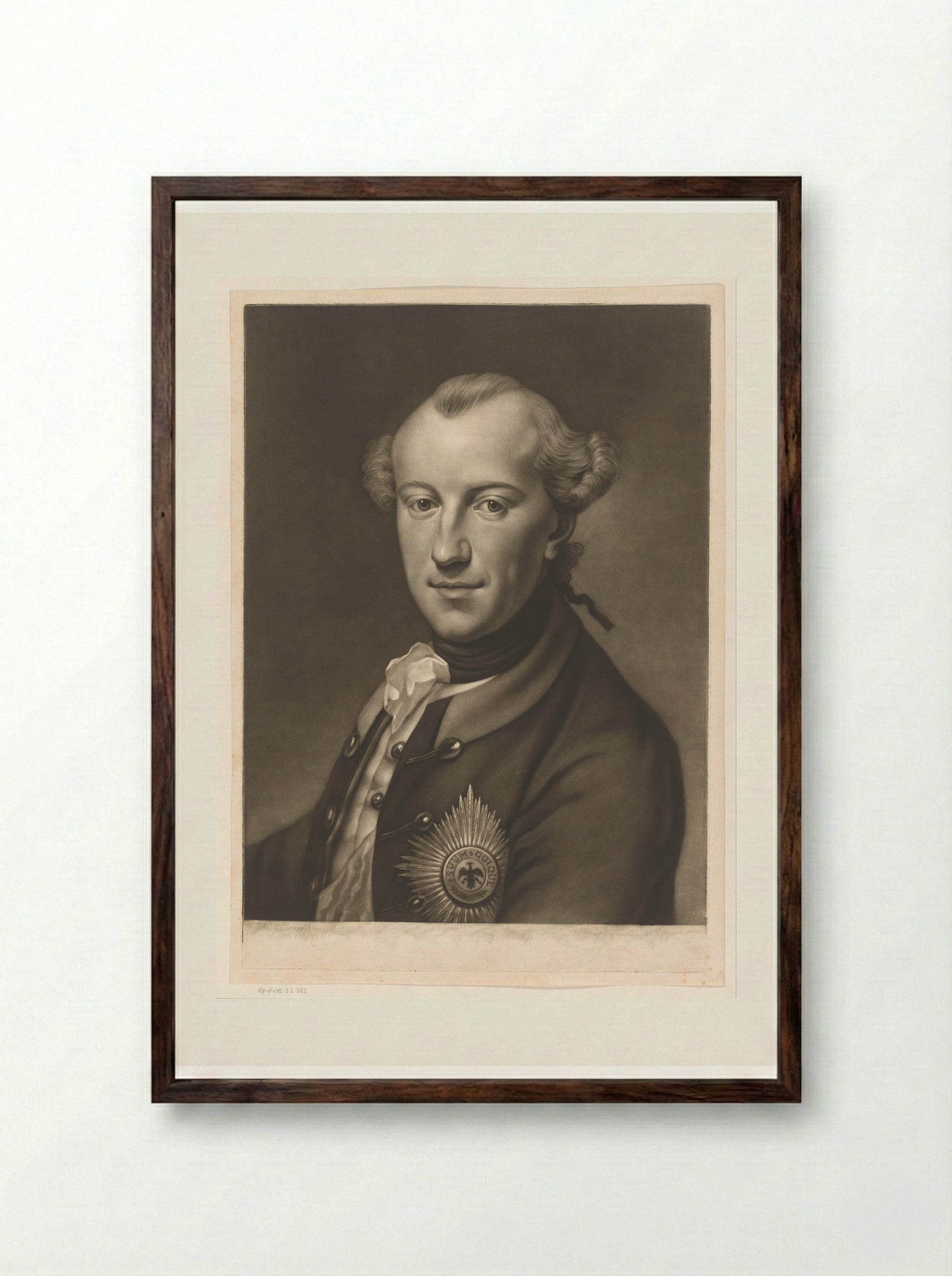Portrait of Charles William Ferdinand, Duke of Brunswick-Wolfenbüttel - James McArdell - Framed Print Dark Wood