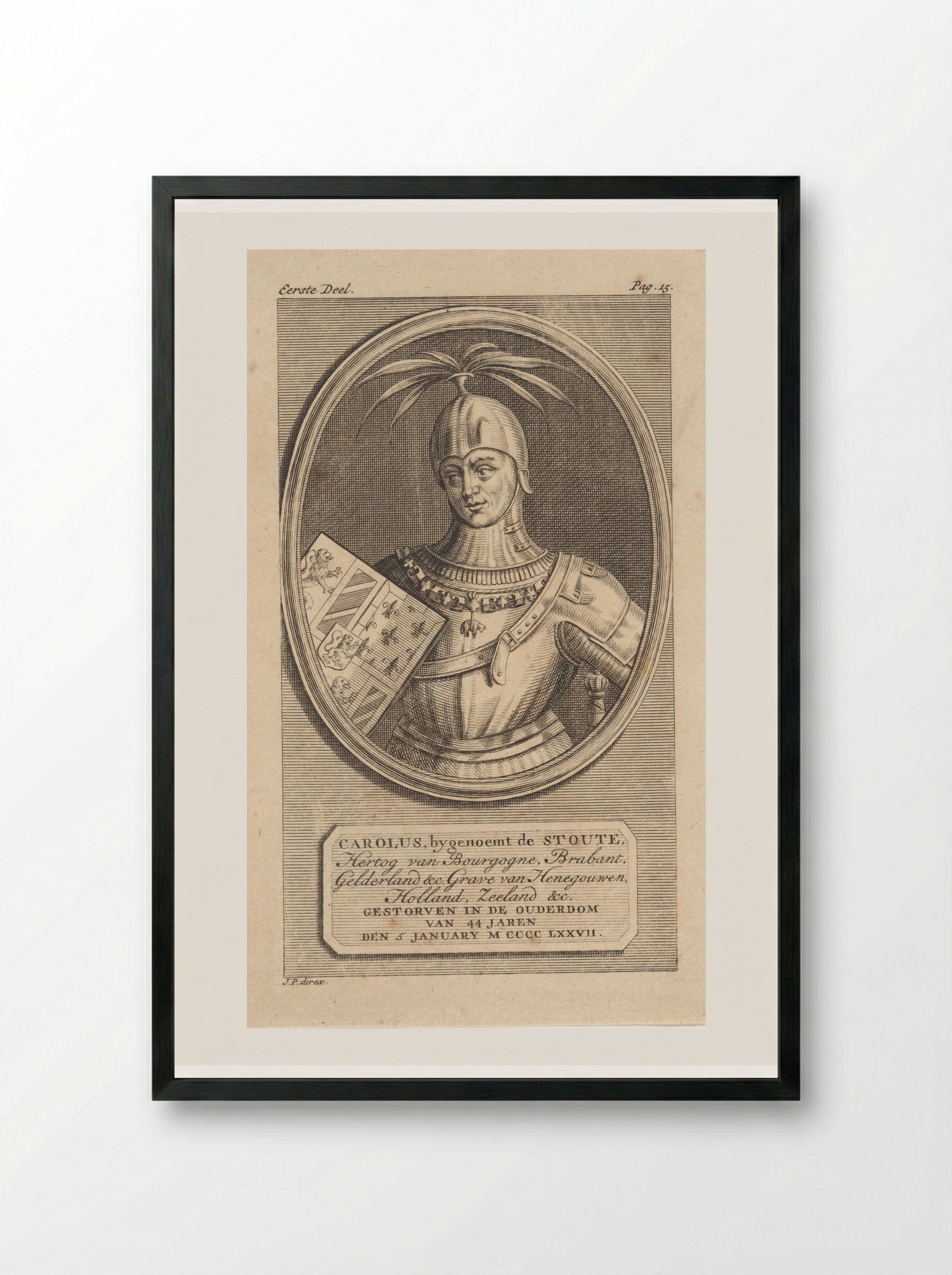 Portrait of Charles the Bold, Duke of Burgundy - Jan Punt - Framed Print Black
