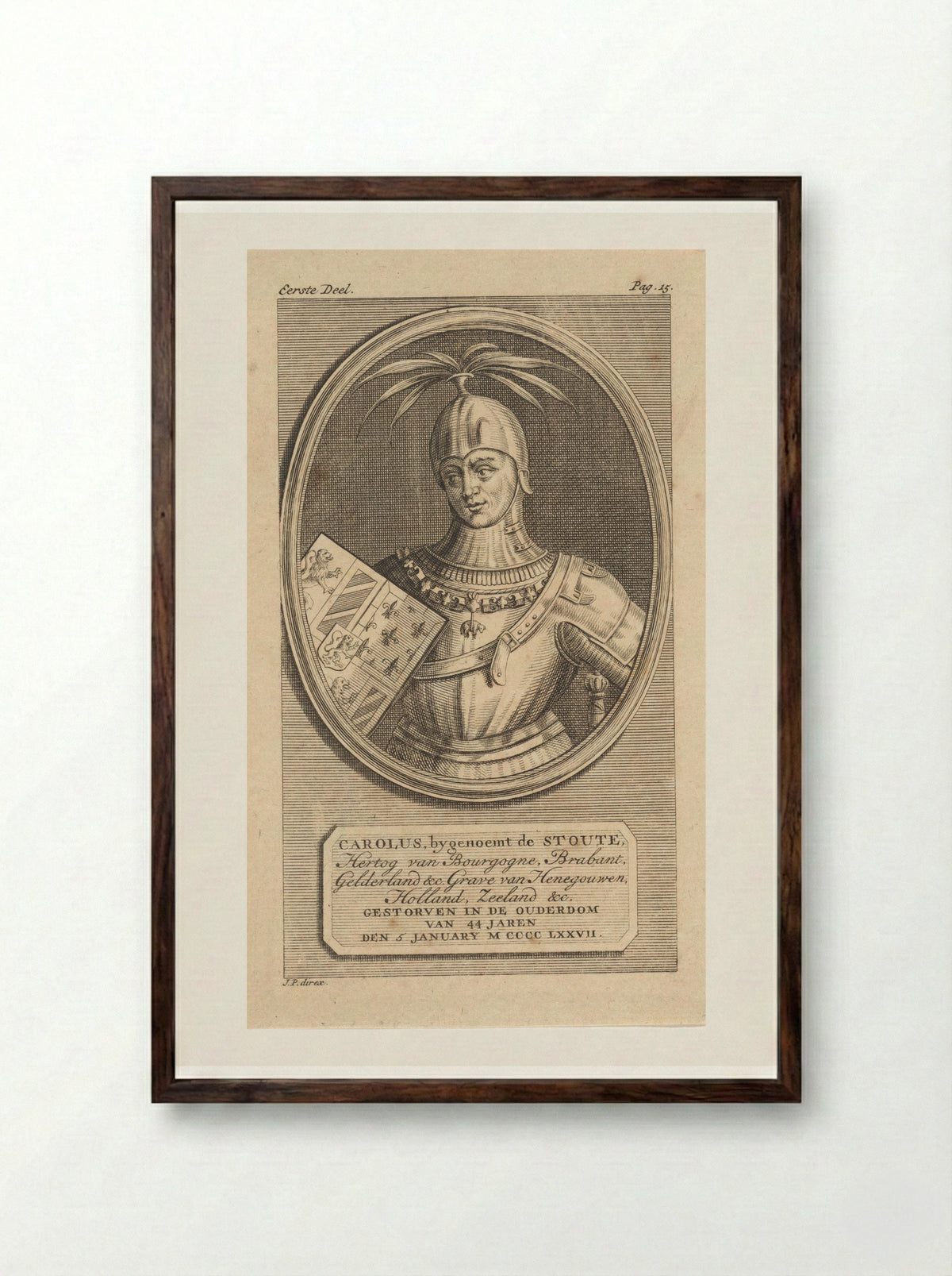 Portrait of Charles the Bold, Duke of Burgundy - Jan Punt - Framed Print Dark Wood