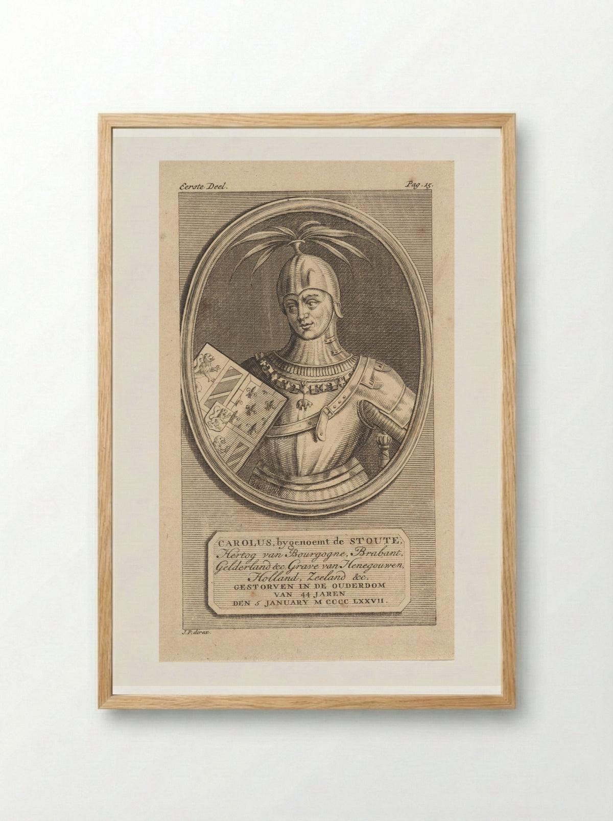 Portrait of Charles the Bold, Duke of Burgundy - Jan Punt - Framed Print Wood