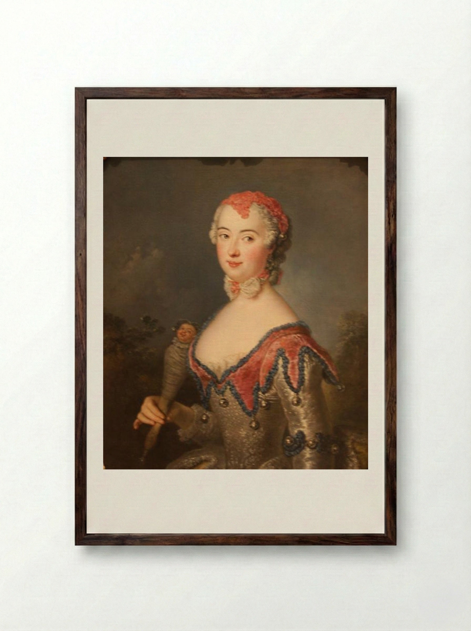Portrait of Charlota Fredrika Sparre - Antoine Pesne - Framed Print Dark Wood