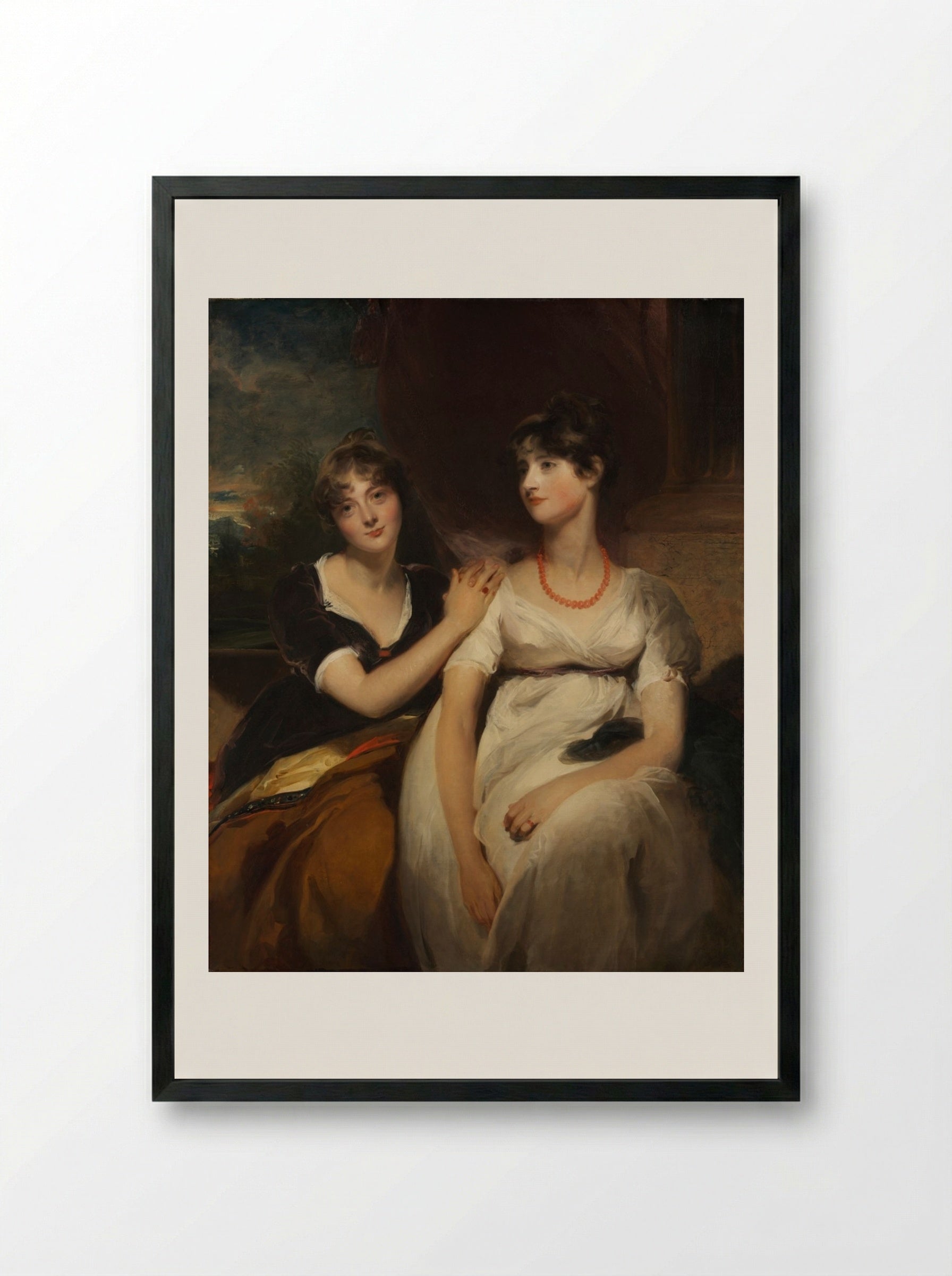 Portrait of Charlotte and Sarah Carteret-Hardy - Sir Thomas Lawrence - Framed Print Black