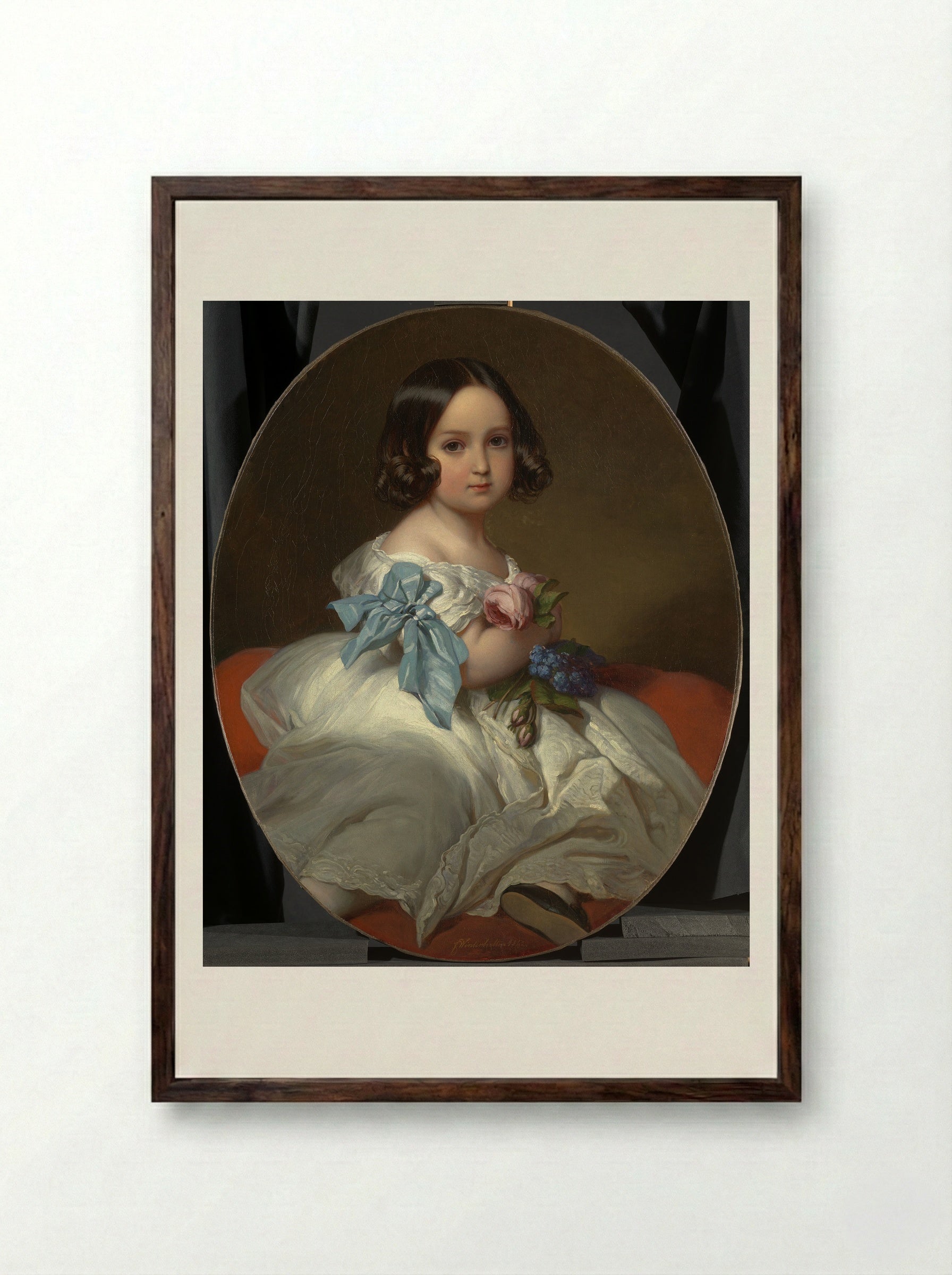 Portrait of Charlotte of Belgium - Franz Xaver Winterhalter - Framed Print Dark Wood