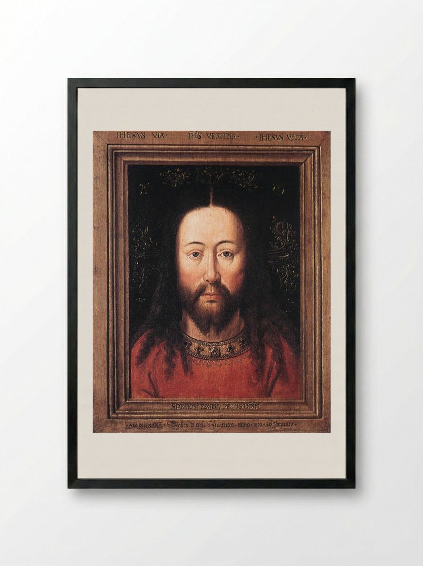 Portrait of Christ - Jan van Eyck - Framed Print Black