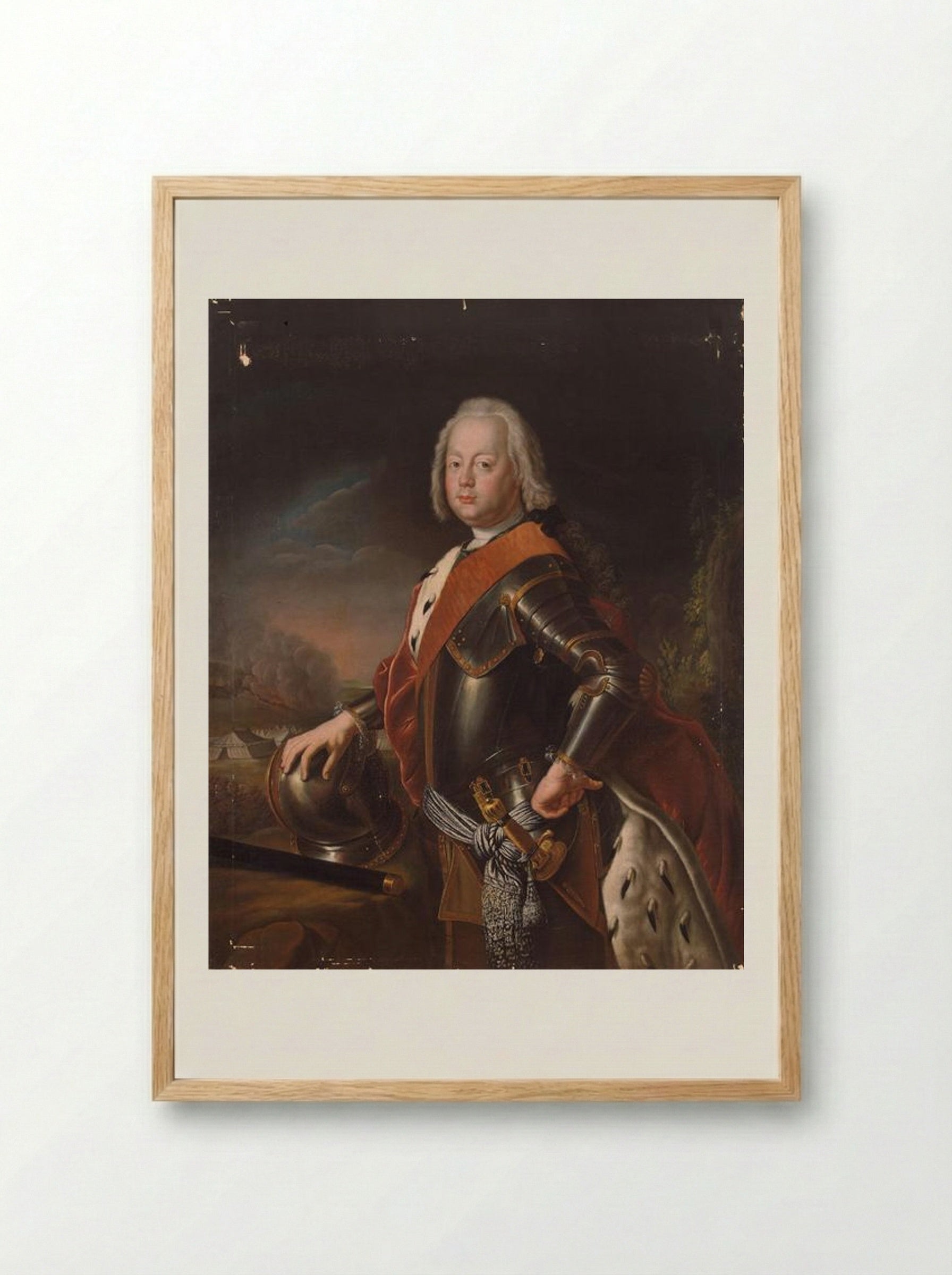 Portrait of Christian August, Prince of Anhalt-Zerbst - Antoine Pesne - Framed Print Wood