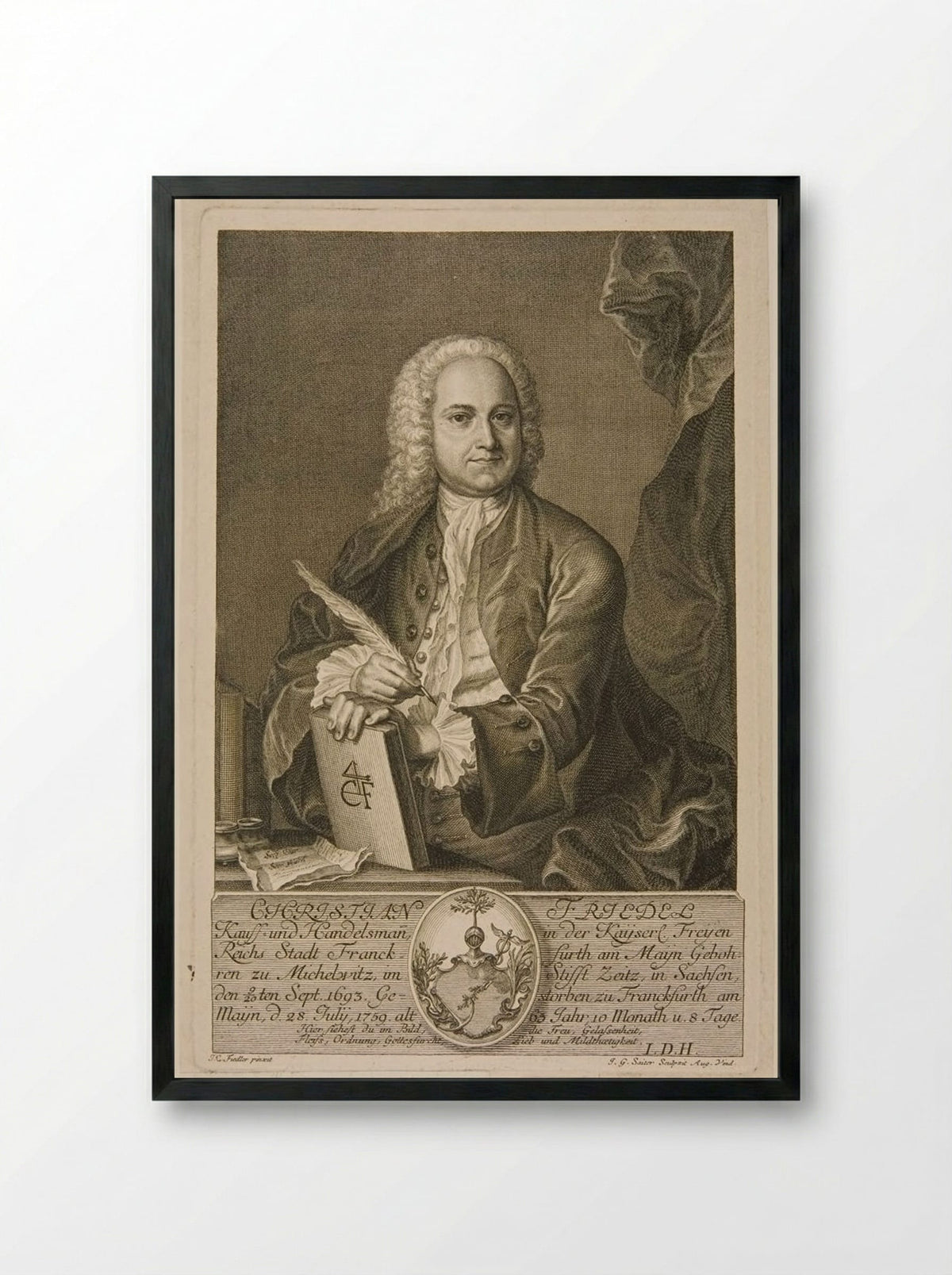 Portrait of Christian Friedel - Johann Gottfried Saiter - Framed Print Black
