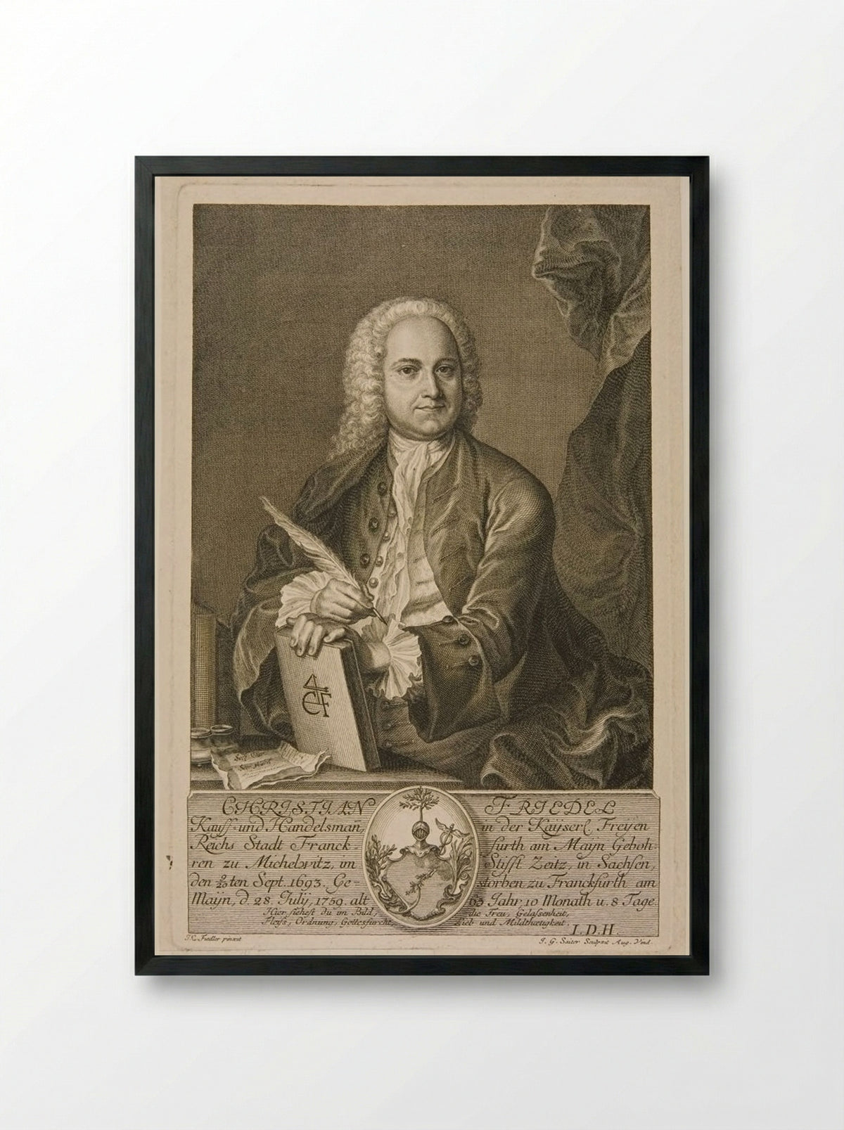 Portrait of Christian Friedel - Johann Gottfried Saiter - Framed Print Black