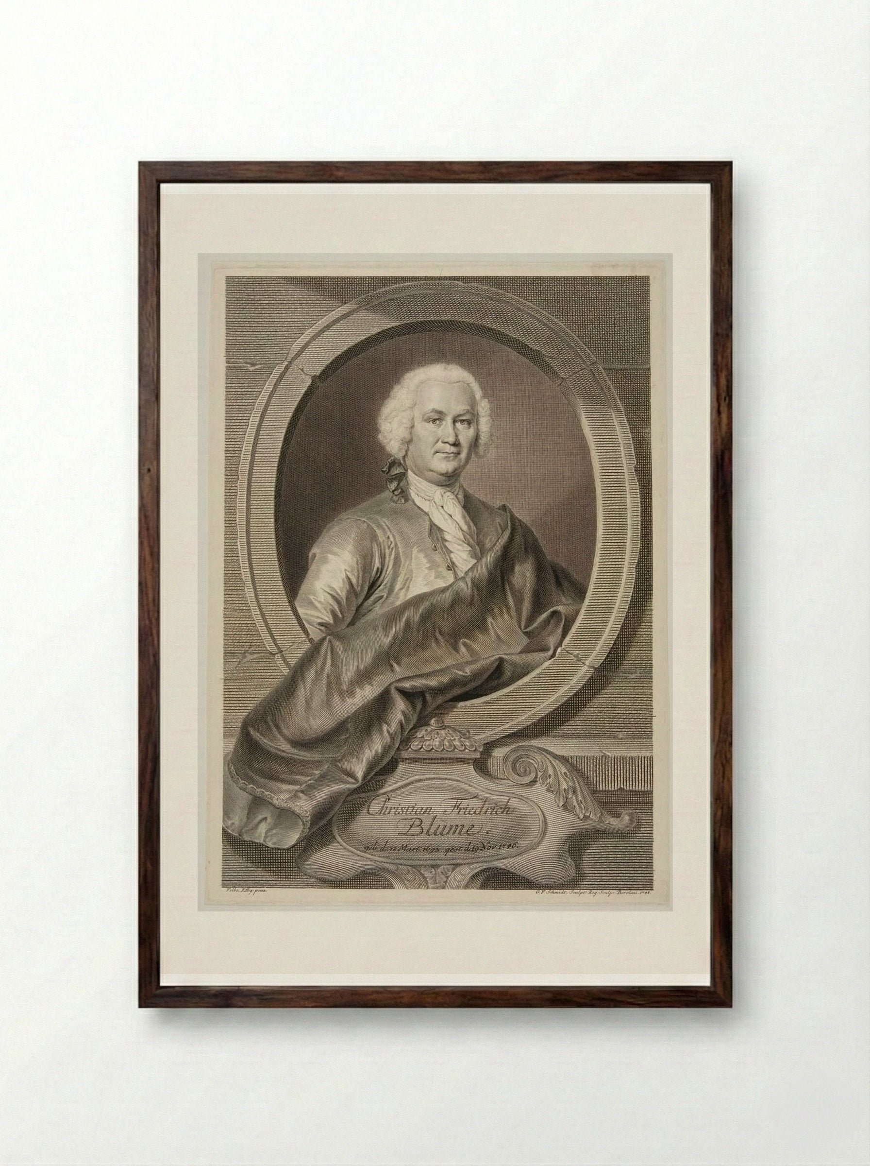 Portrait of Christian Friedrich Blume - Georg Friedrich Schmidt - Framed Print Dark Wood