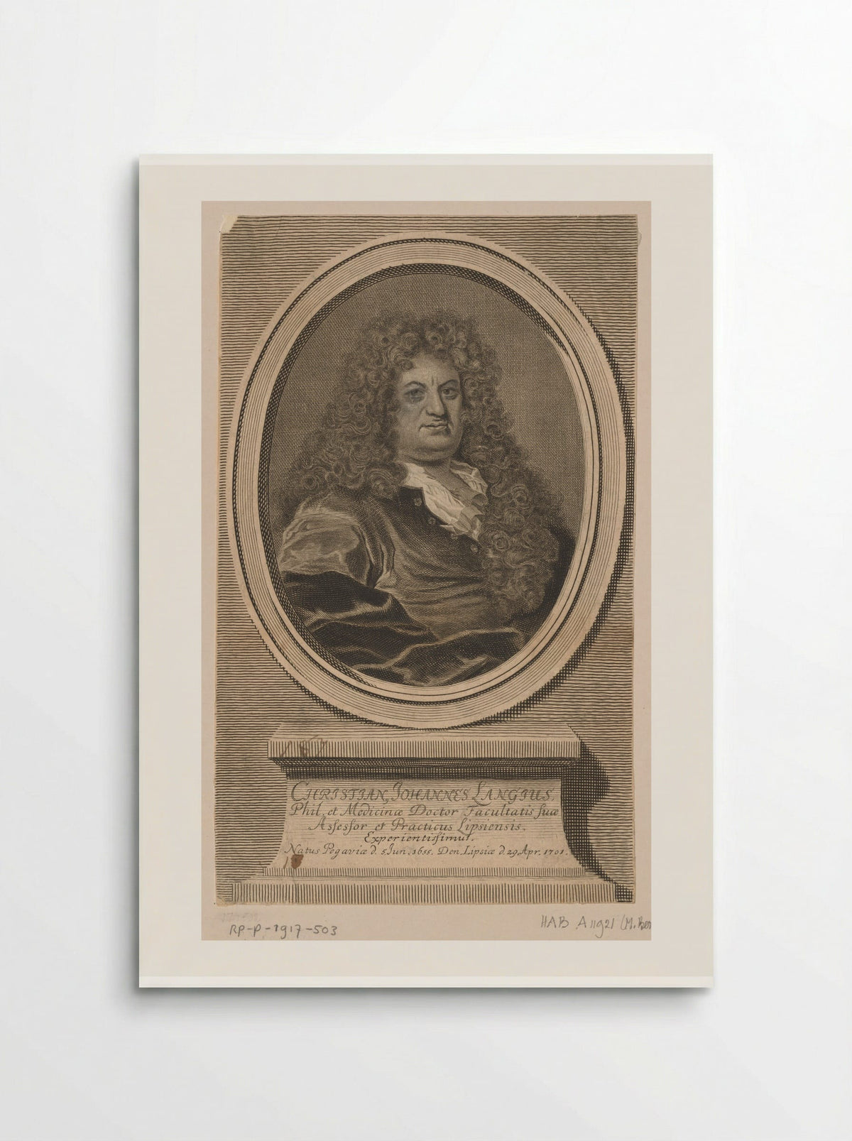 Portrait of Christian Johannes Langius - Johann Martin Bernigeroth - Poster