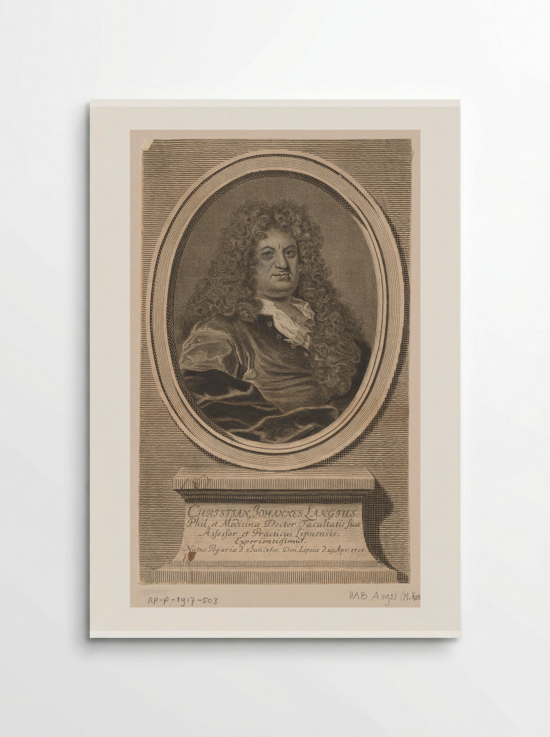 Portrait of Christian Johannes Langius - Johann Martin Bernigeroth - Poster