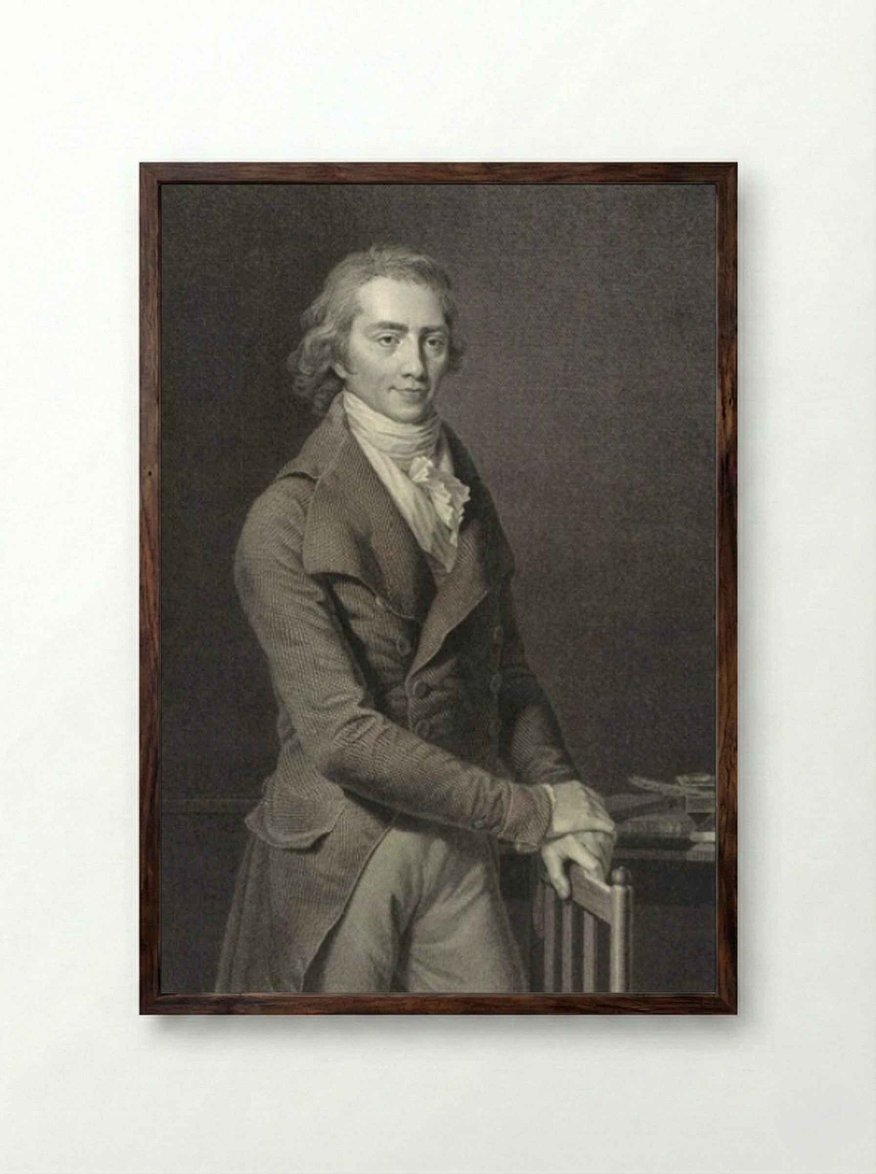 Portrait of Christoph Wilhelm Hufeland - Johann Friedrich Wilhelm Müller - Framed Print Dark Wood