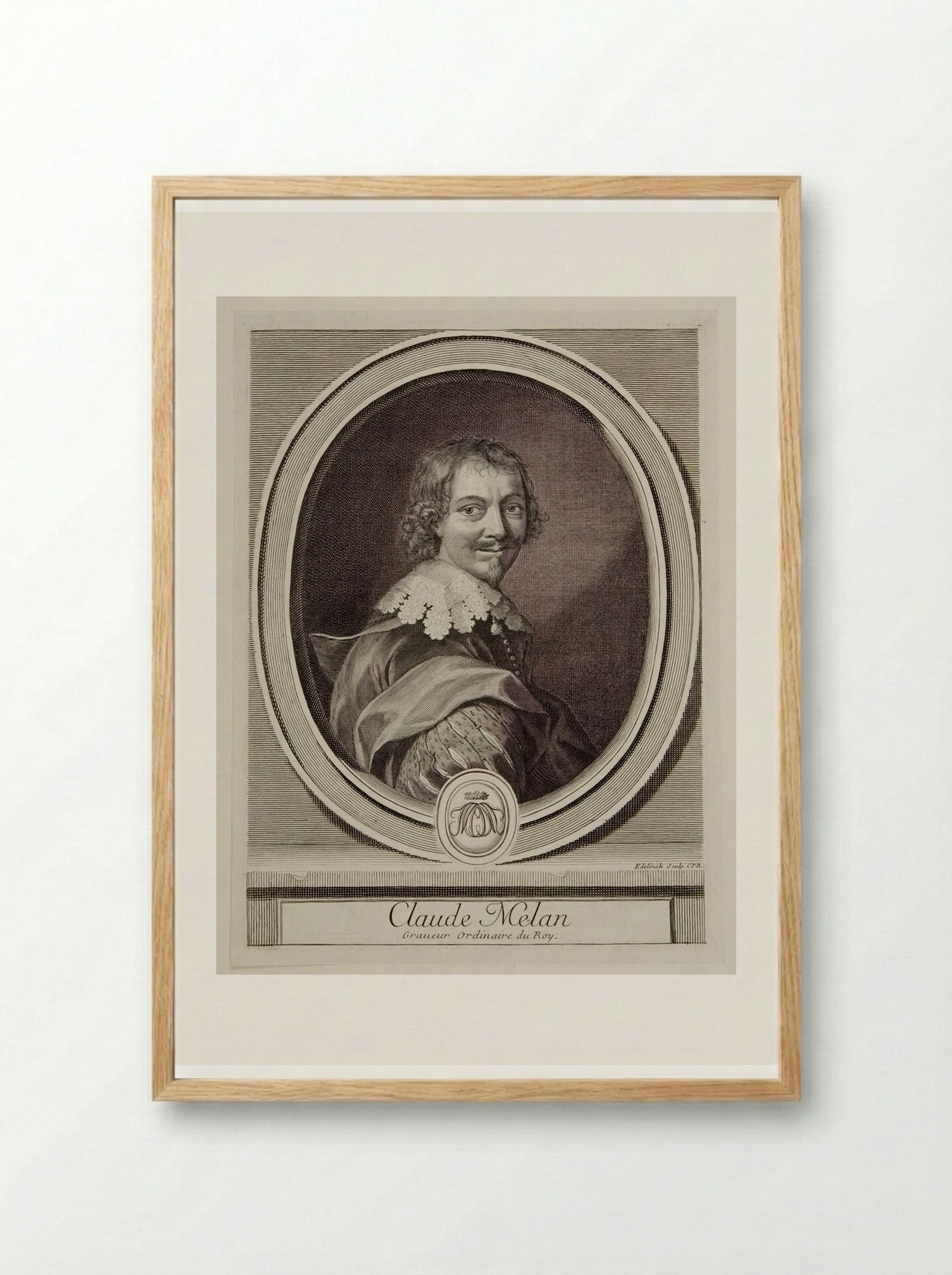 Portrait of Claude Mellan - Gérard Edelinck - Framed Print Wood