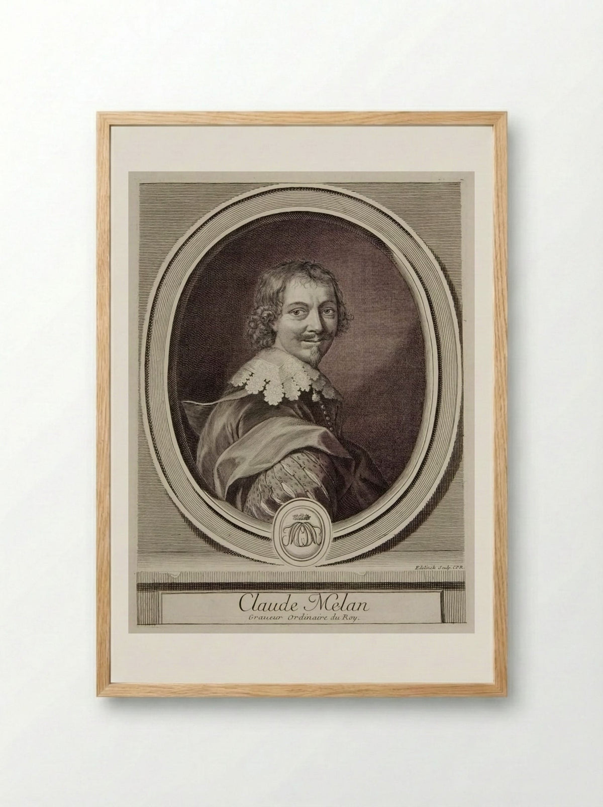 Portrait of Claude Mellan - Gérard Edelinck - Framed Print Wood