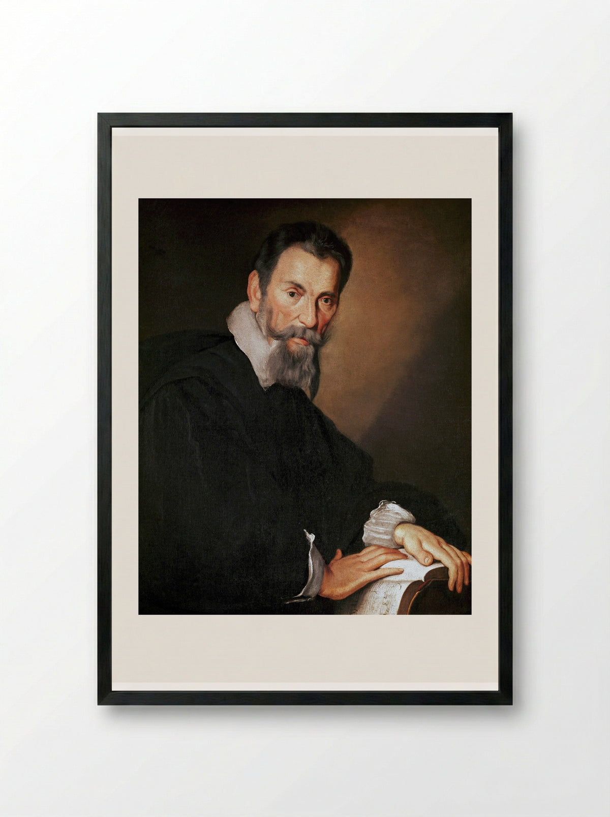 Portrait of Claudio Monteverdi - Bernardo Strozzi - Framed Print Black