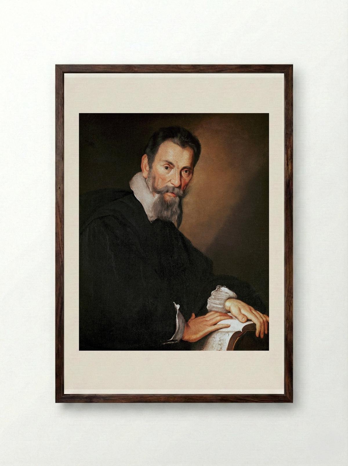 Portrait of Claudio Monteverdi - Bernardo Strozzi - Framed Print Dark Wood
