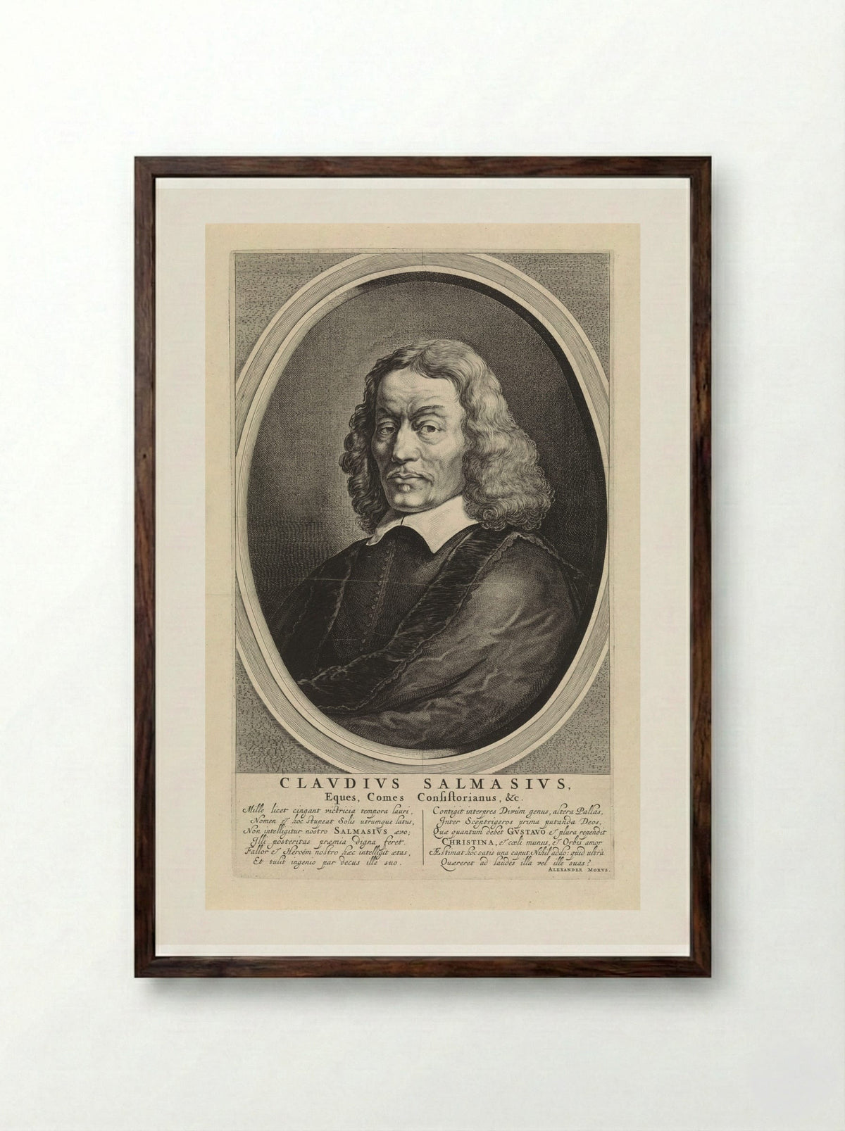 Portrait of Claudius Salmasius - Theodor Matham - Framed Print Dark Wood