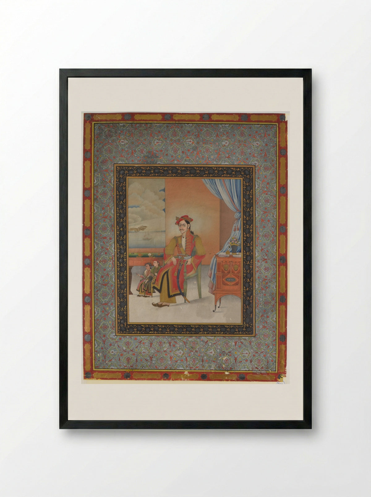 Portrait of Colonel Ranabir Singh Thapa - Bhajuman Chitrkar - Framed Print Black