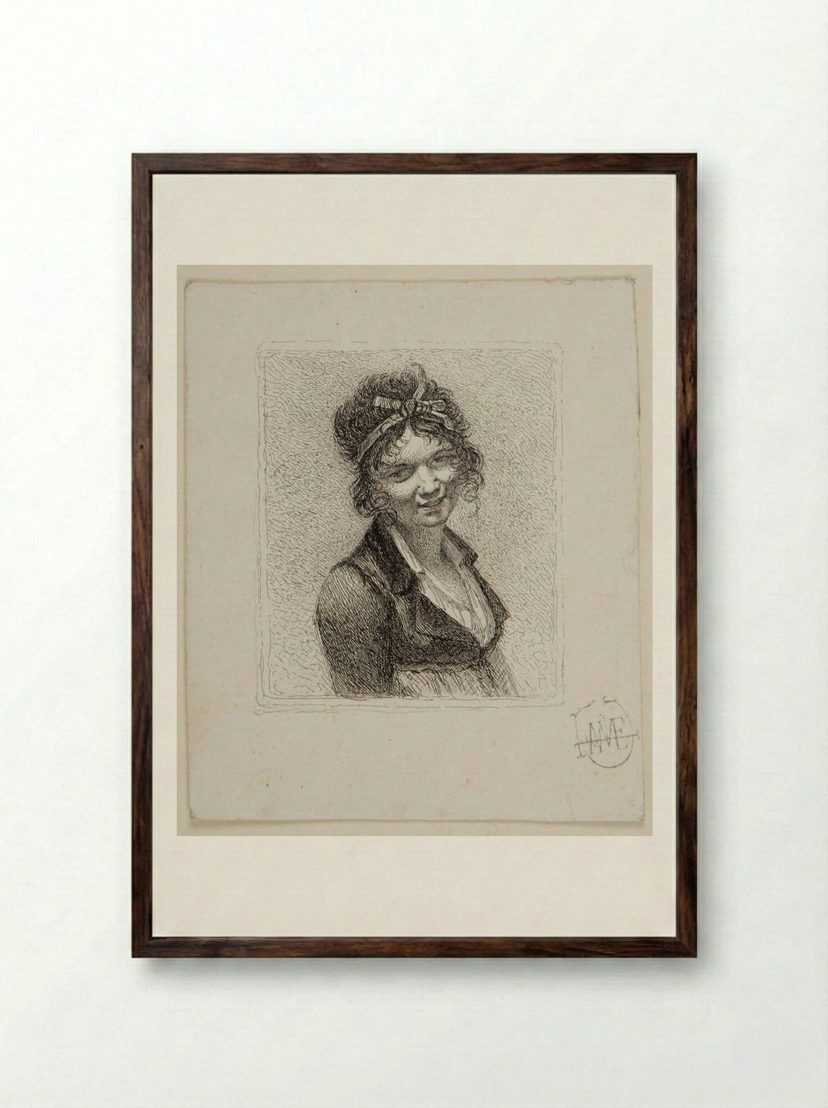 Portrait of Constance Mayer - Léopold Flameng - Framed Print Dark Wood