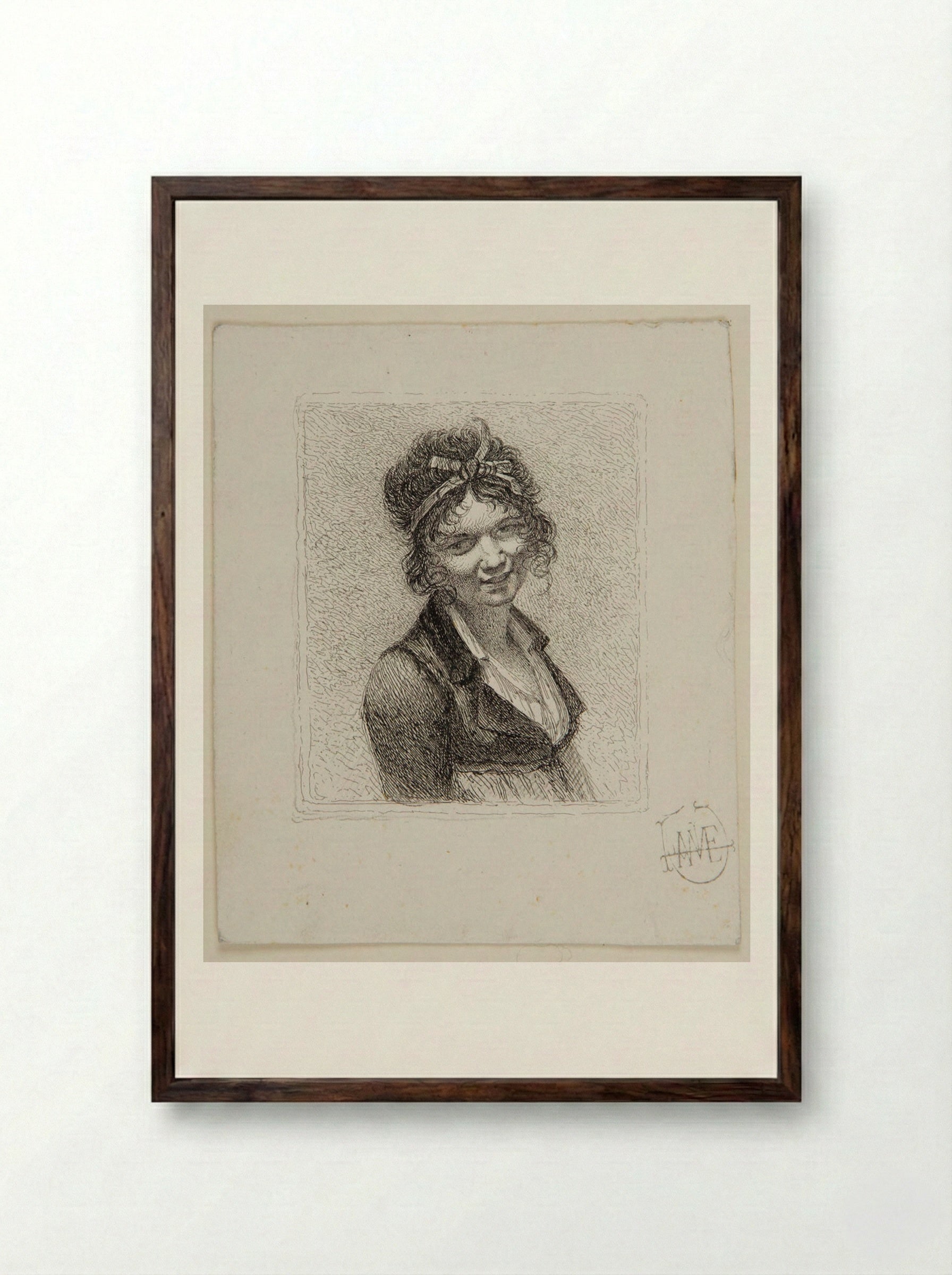 Portrait of Constance Mayer - Léopold Flameng - Framed Print Dark Wood