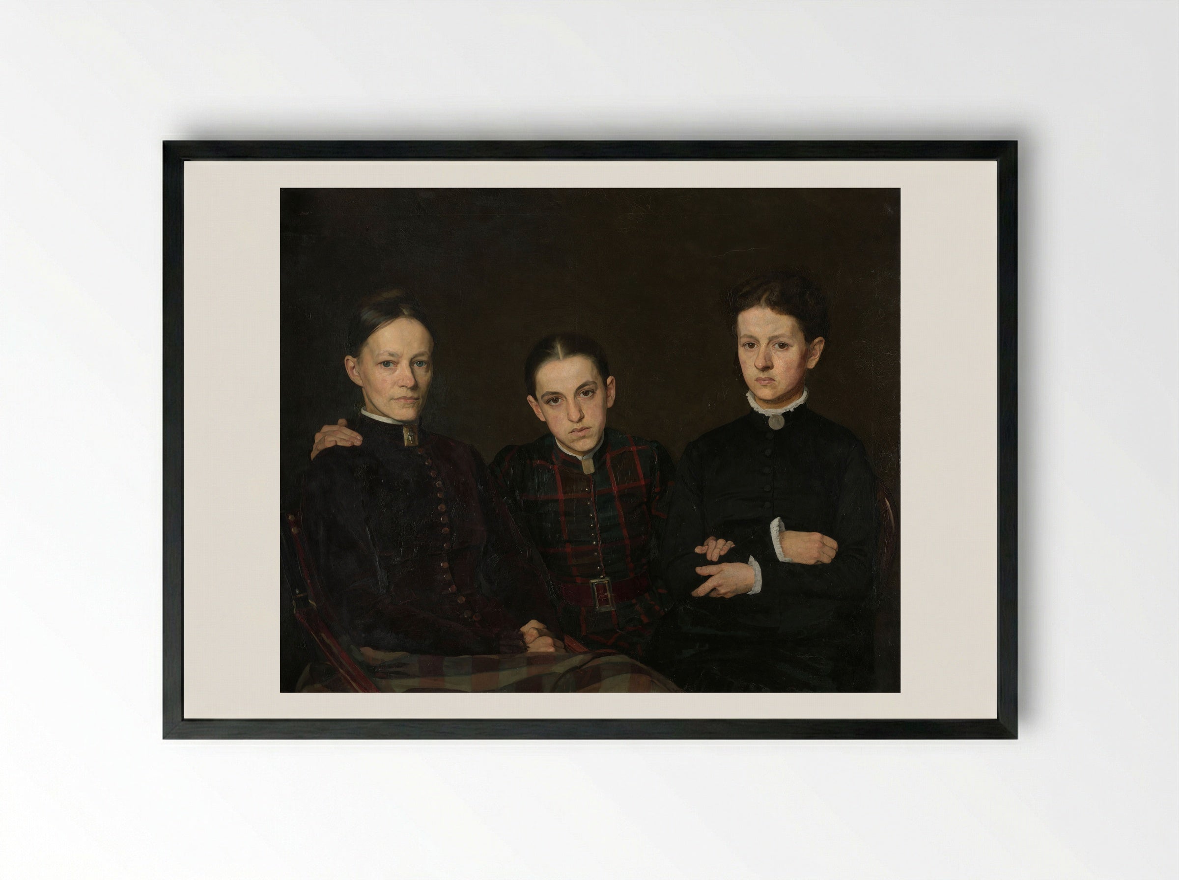 Portrait of Cornelia, Clara and Johanna Veth - Jan Veth - Framed Print Black