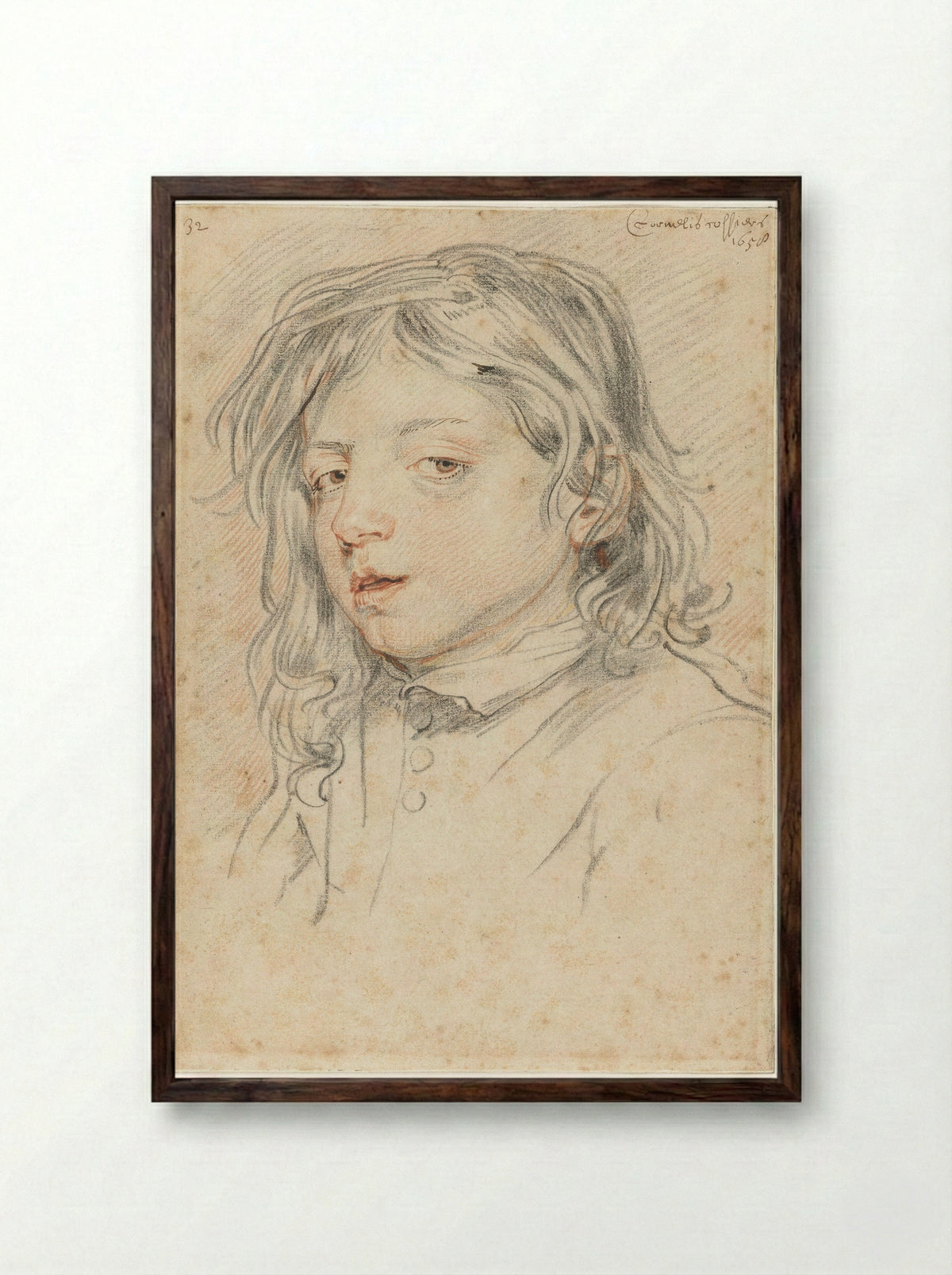 Portrait of Cornelis Cossiers - Jan Cossiers - Framed Print Dark Wood