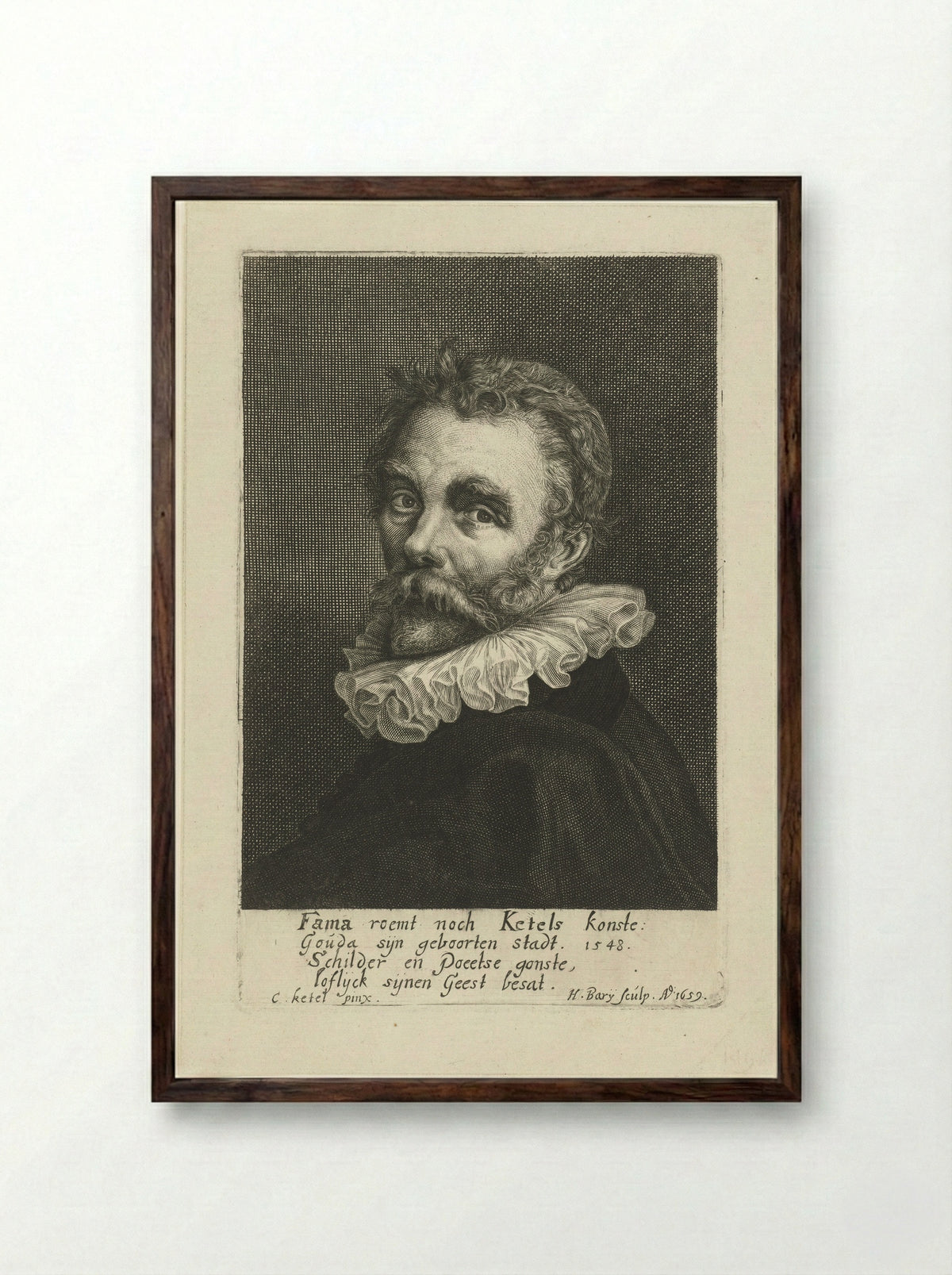 Portrait of Cornelis Ketel - Cornelis Ketel - Framed Print Dark Wood