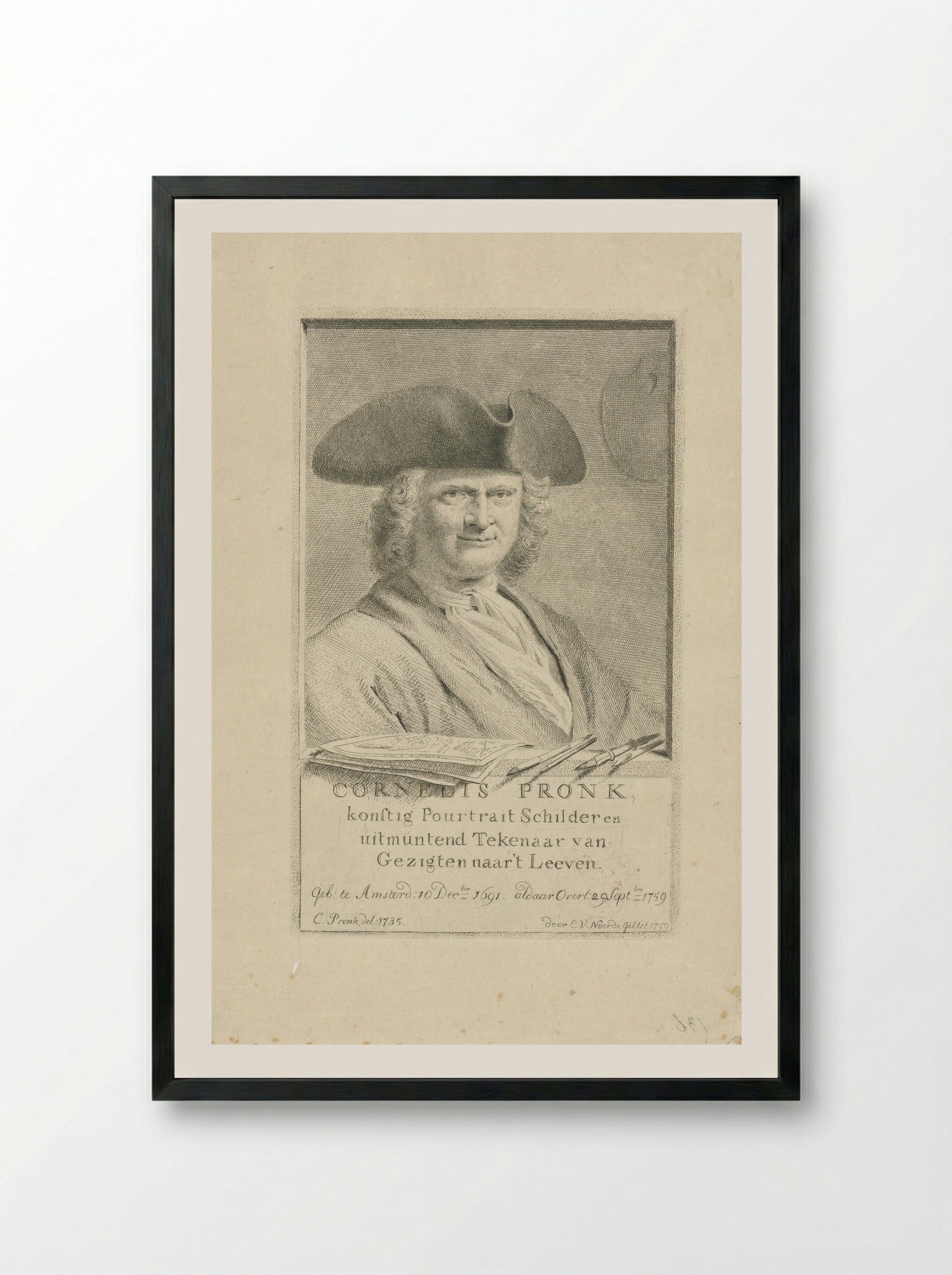 Portrait of Cornelis Pronk - Cornelis Pronk - Framed Print Black